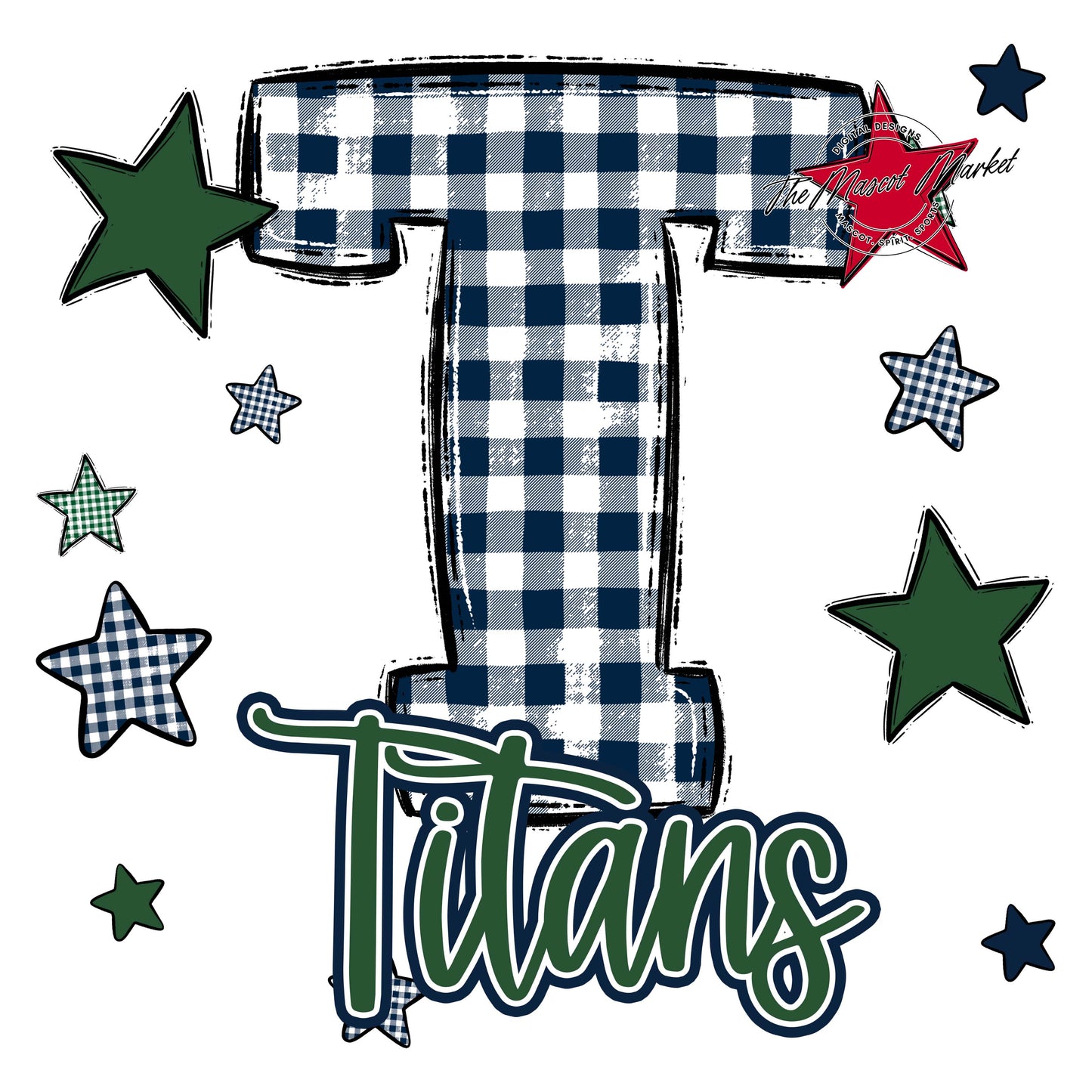 Titans Plaid Star Design-Navy & Green