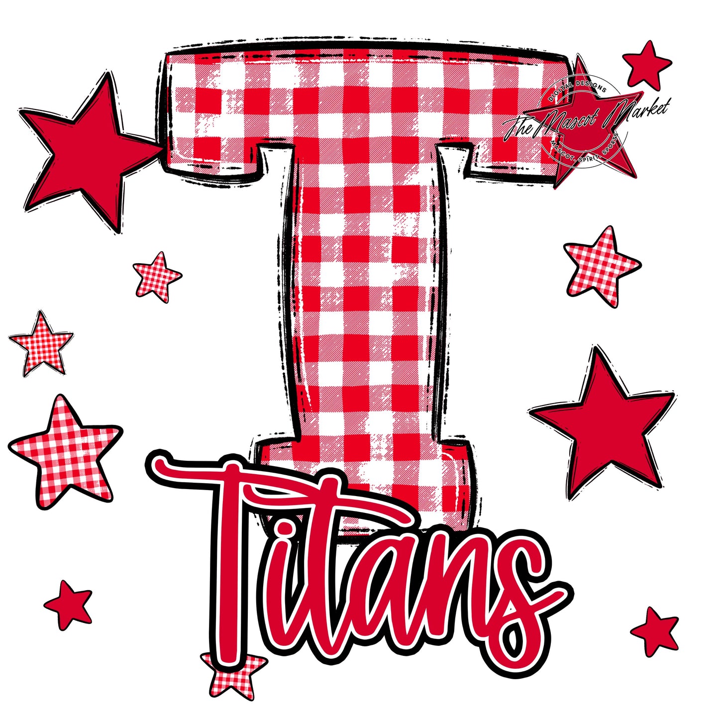 Titans Plaid Star Design-Red