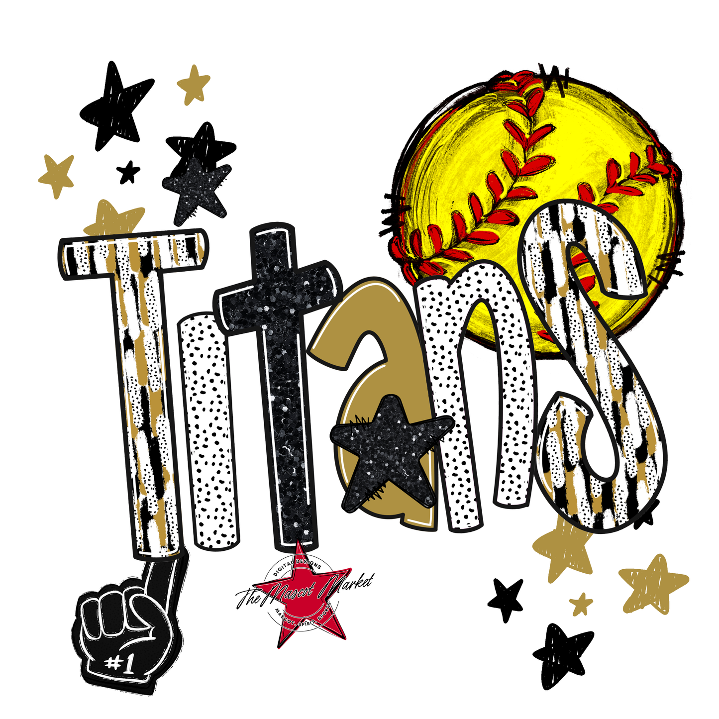 Titans Softball Scrape-Gold