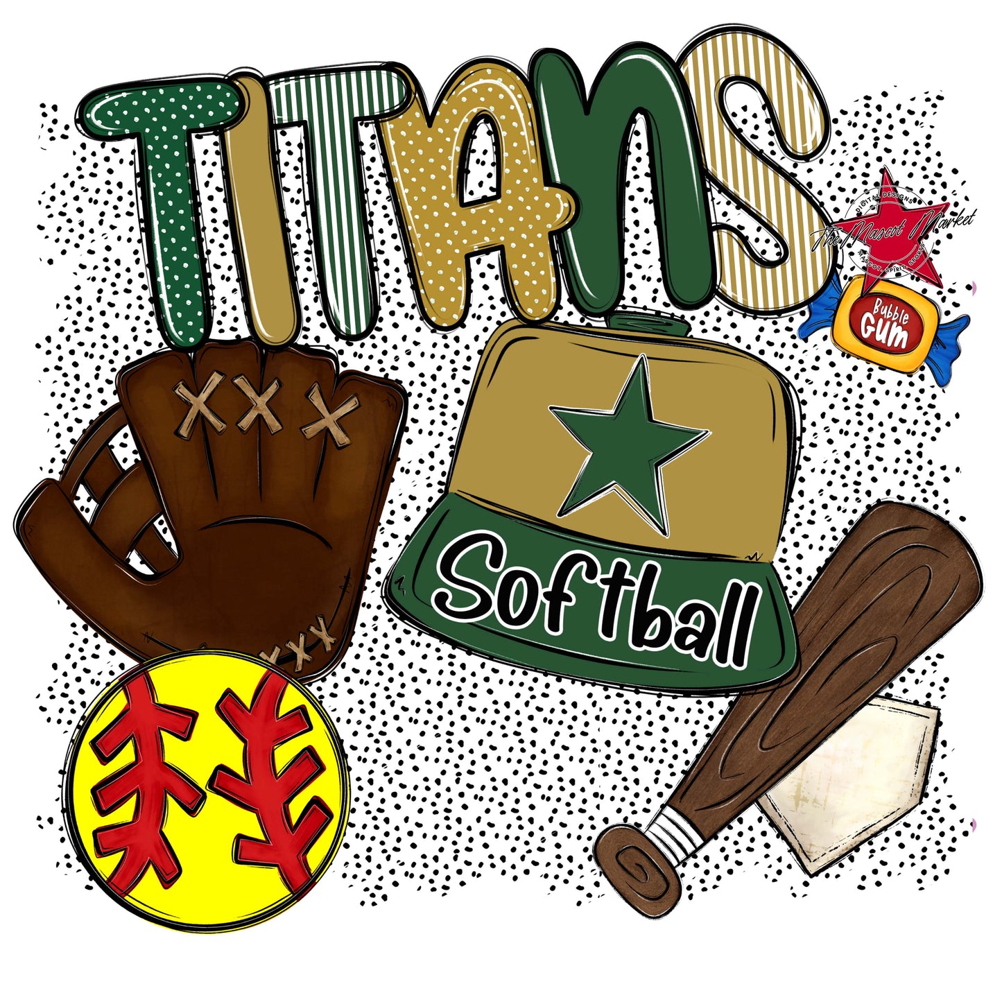 Titans Softball Spirit-Green & Gold