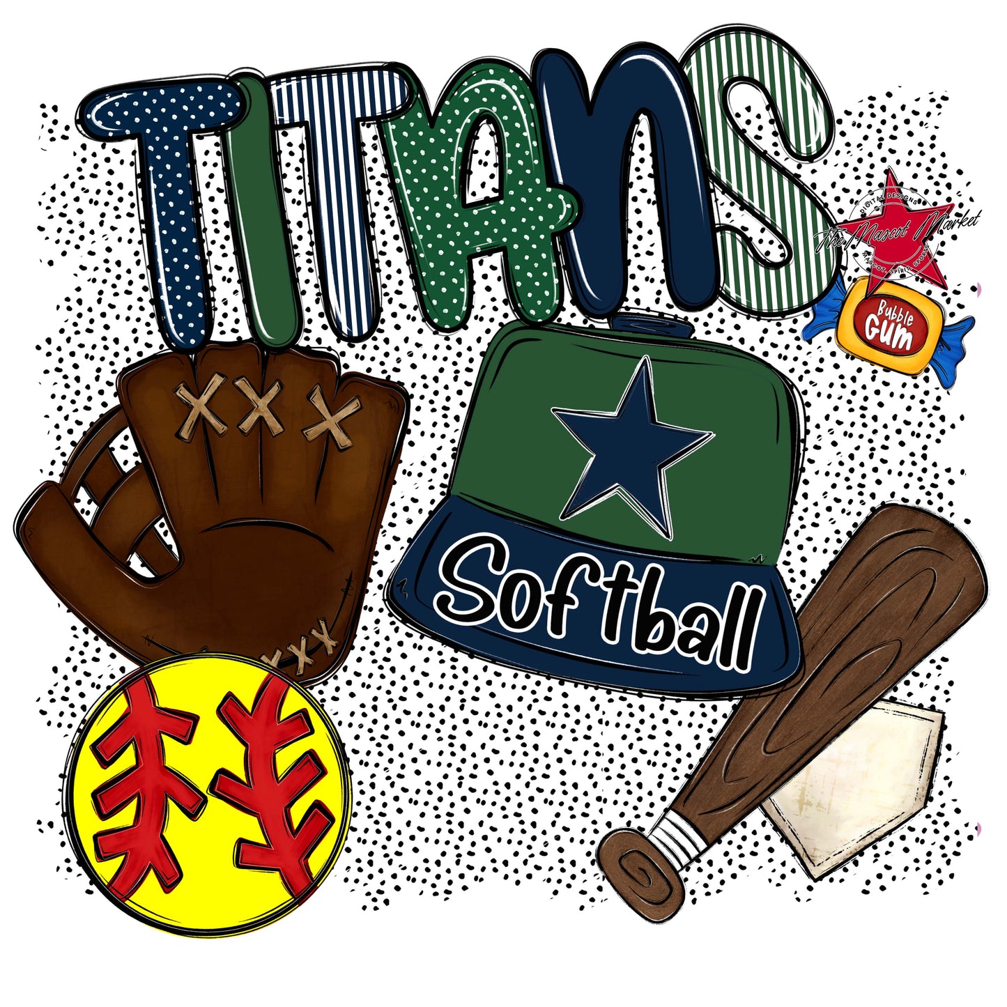 Titans Softball Spirit-Navy & Green