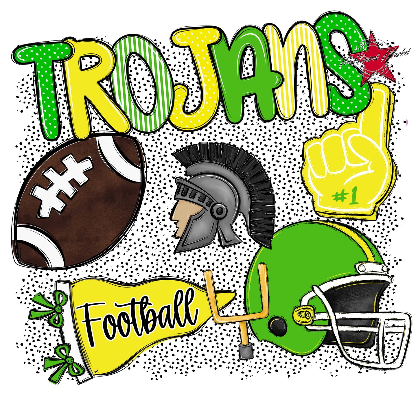 Trojans Football Spirit-Bright Green & Bright Yellow