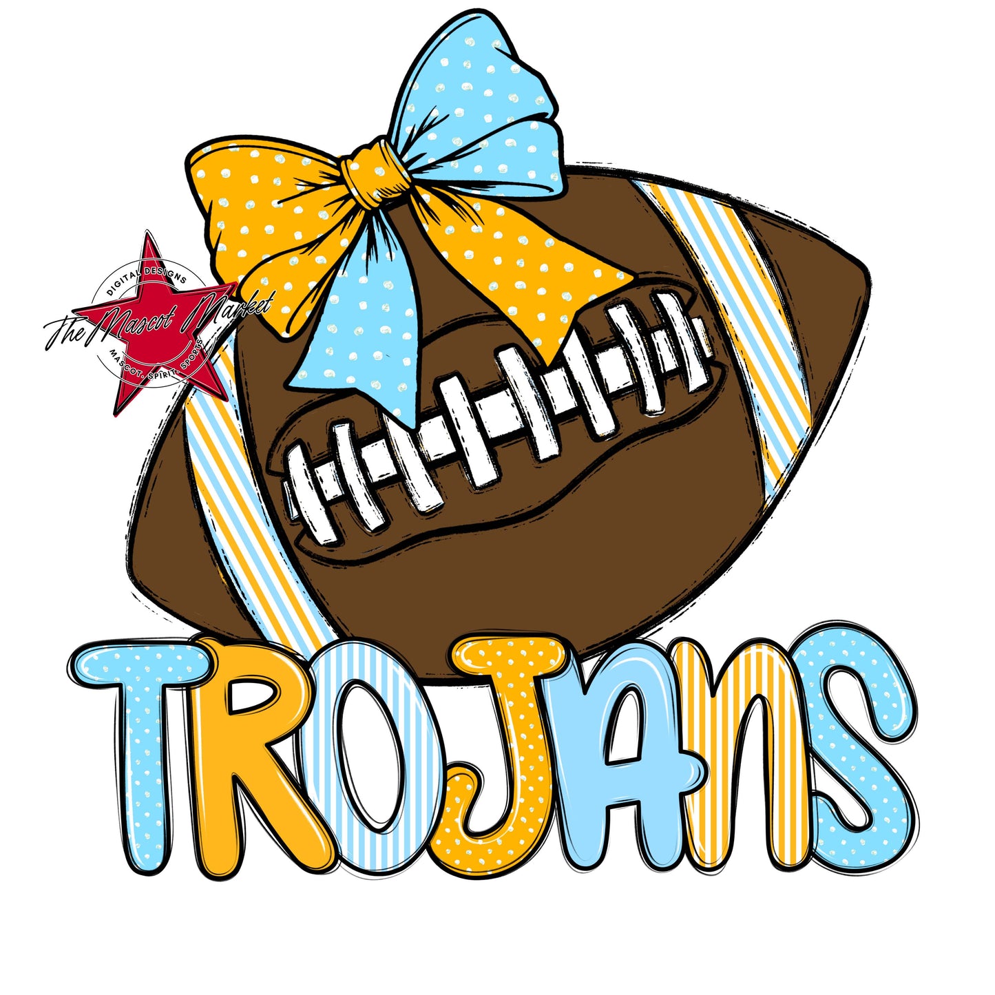 Trojans Football Spirit Design-Columbia Blue & Yellow