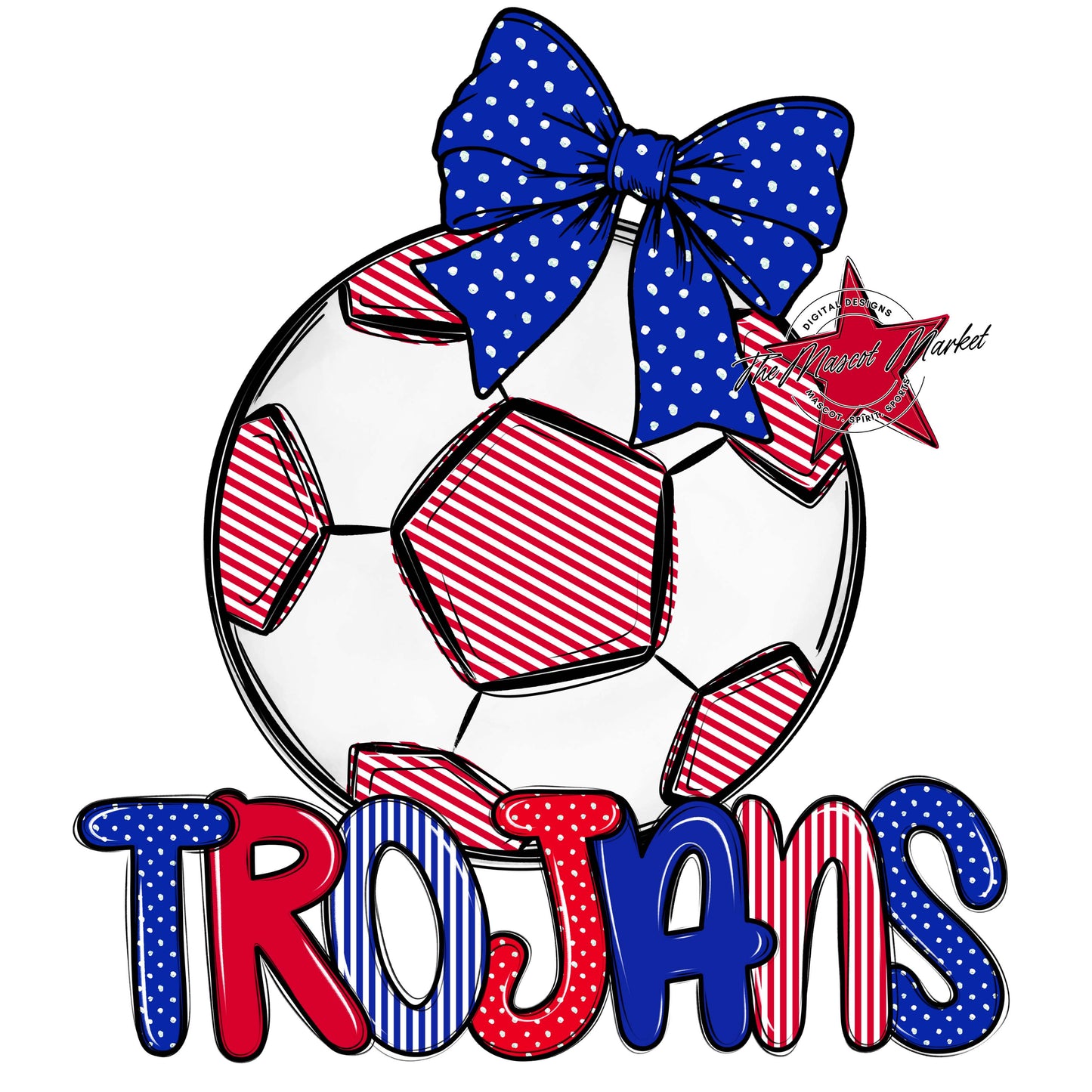 Trojans Soccer Spirit Design-Royal Blue & Red