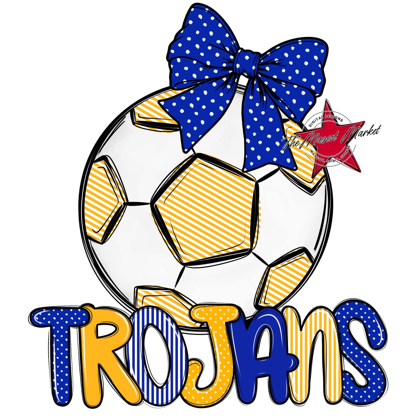 Trojans Soccer Spirit Design-Royal Blue & Yellow