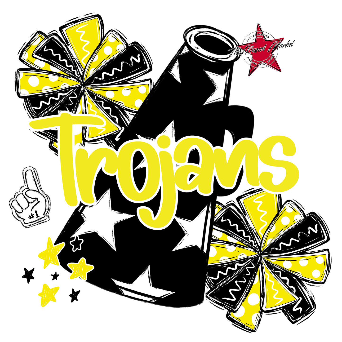 Trojans Alpha Megaphone Design-Bright Yellow