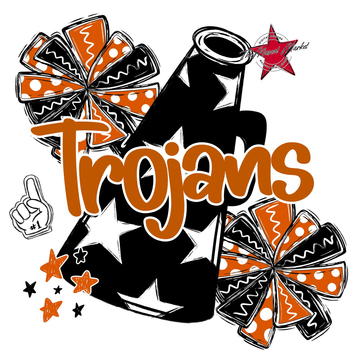 Trojans Alpha Megaphone Design-Burnt Orange