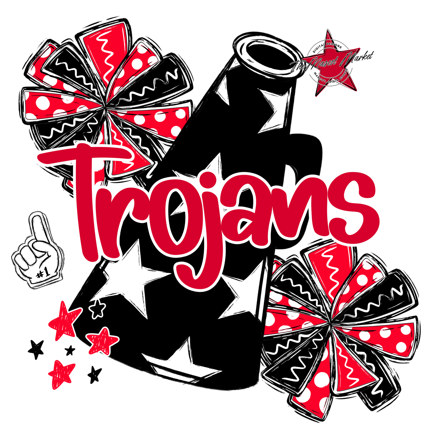 Trojans Alpha Megaphone Design-Red