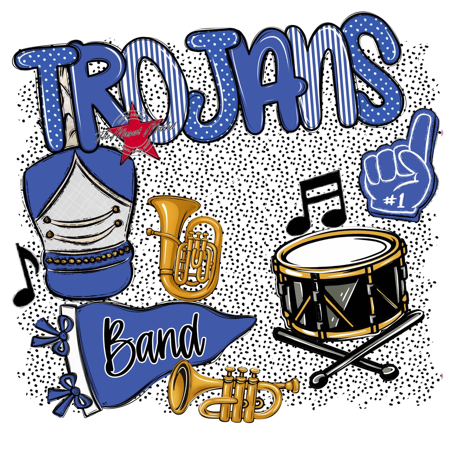 Trojans Band Spirit-Off Blue