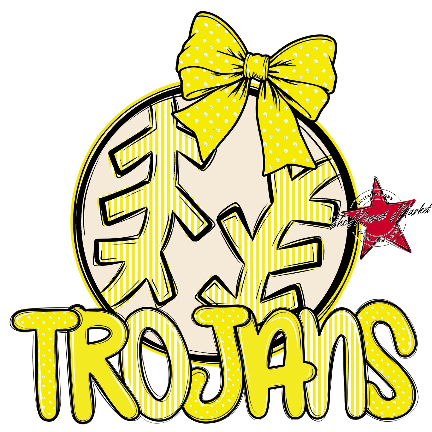 Trojans Baseball-Softball Spirit Design-Bright Yellow
