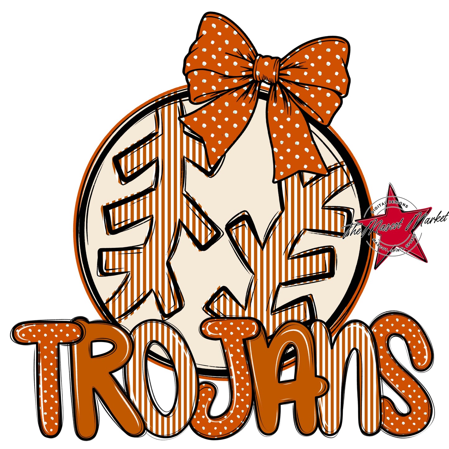 Trojans Baseball-Softball Spirit Design-Burnt Orange