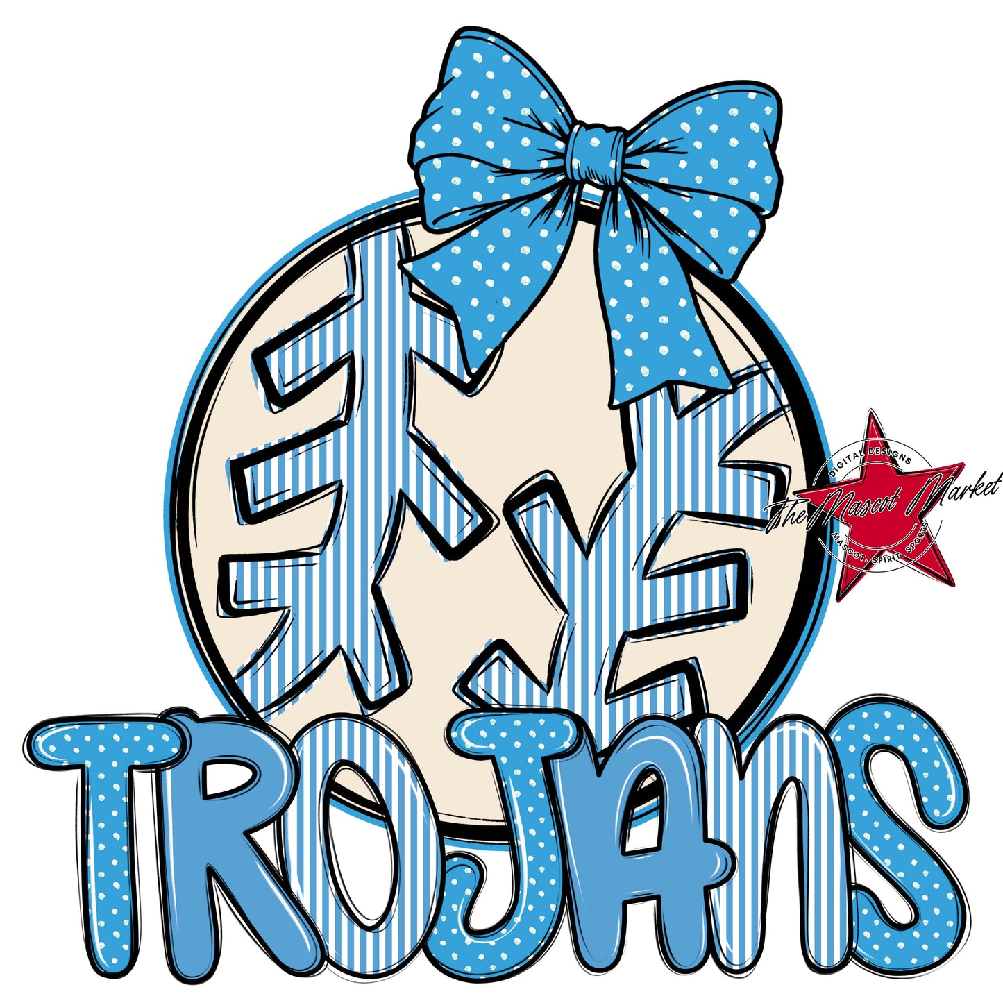 Trojans Baseball-Softball Spirit Design-Carolina Blue