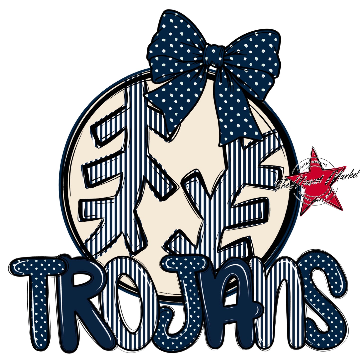 Trojans Baseball-Softball Spirit Design-Navy