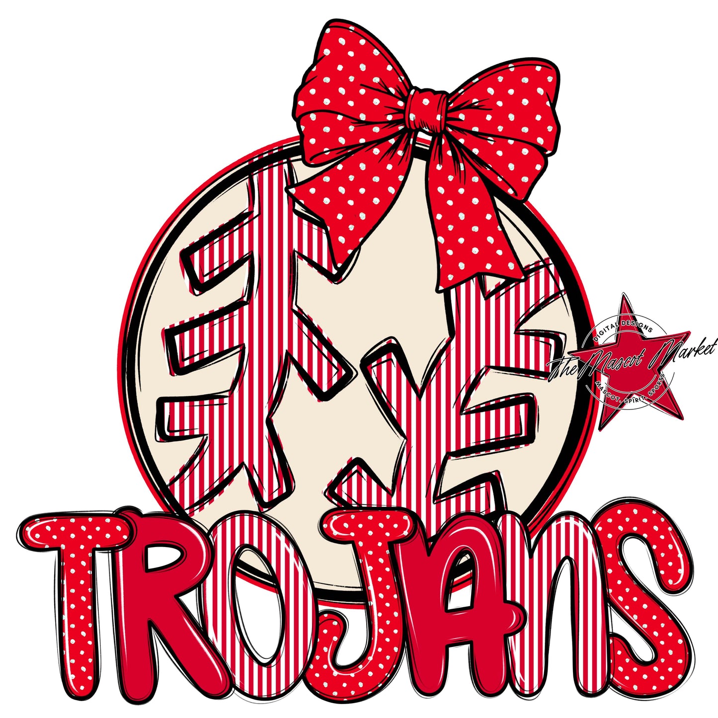 Trojans Baseball-Softball Spirit Design-Red