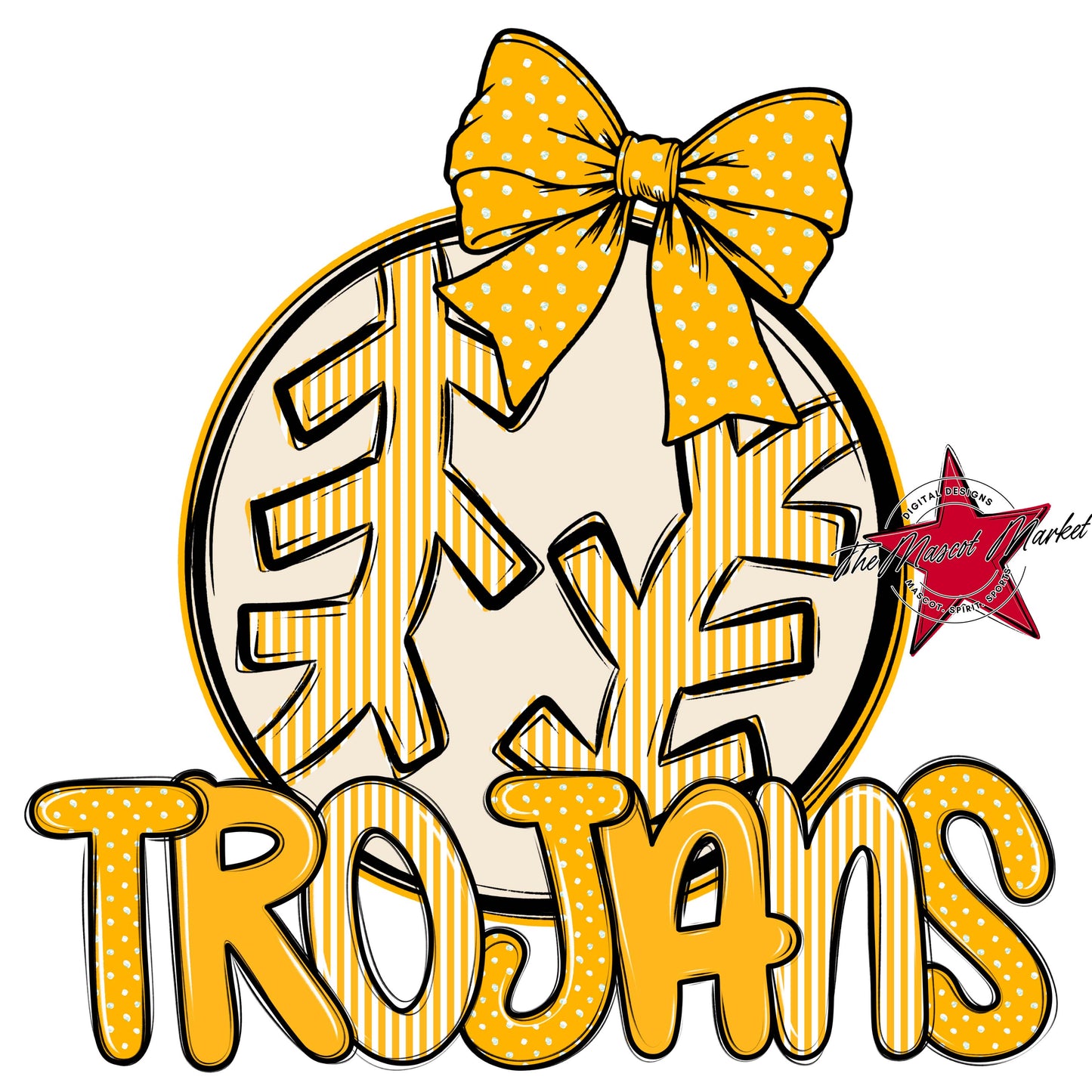 Trojans Baseball-Softball Spirit Design-Yellow