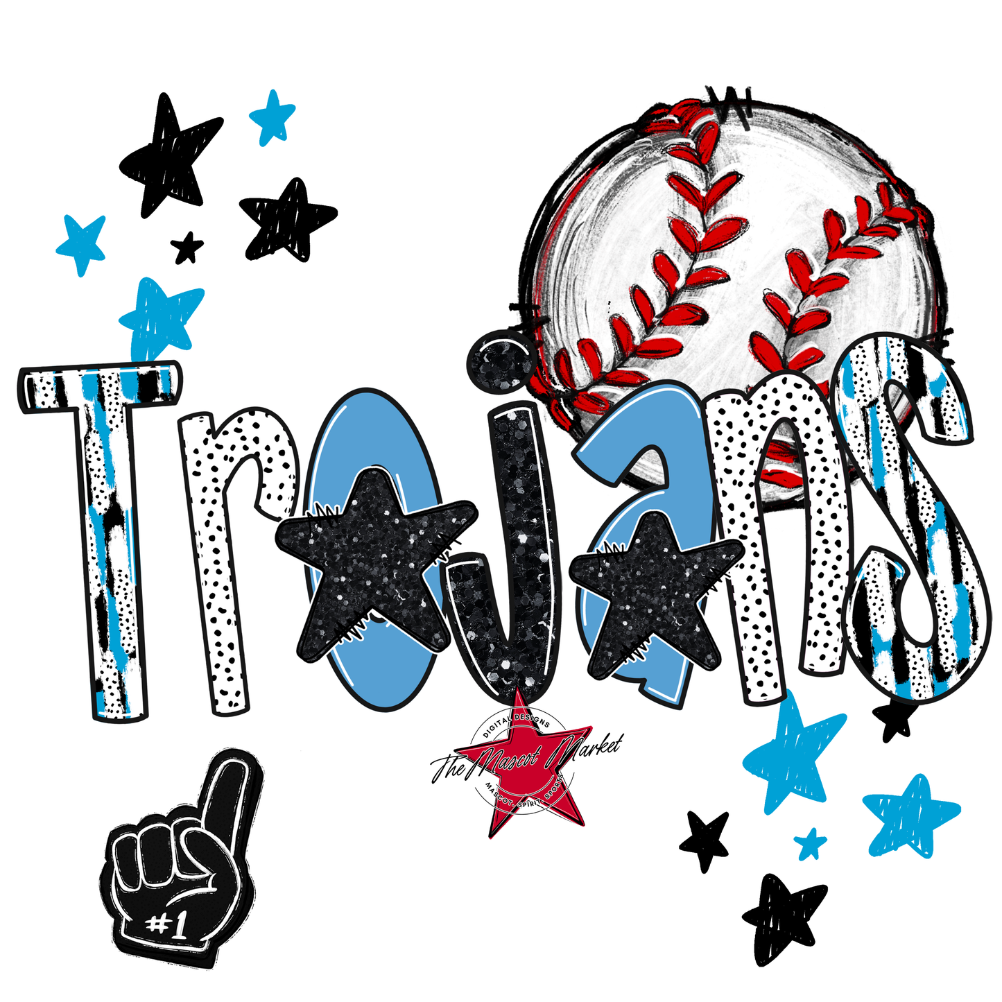 Trojans Baseball Scrape-Carolina Blue