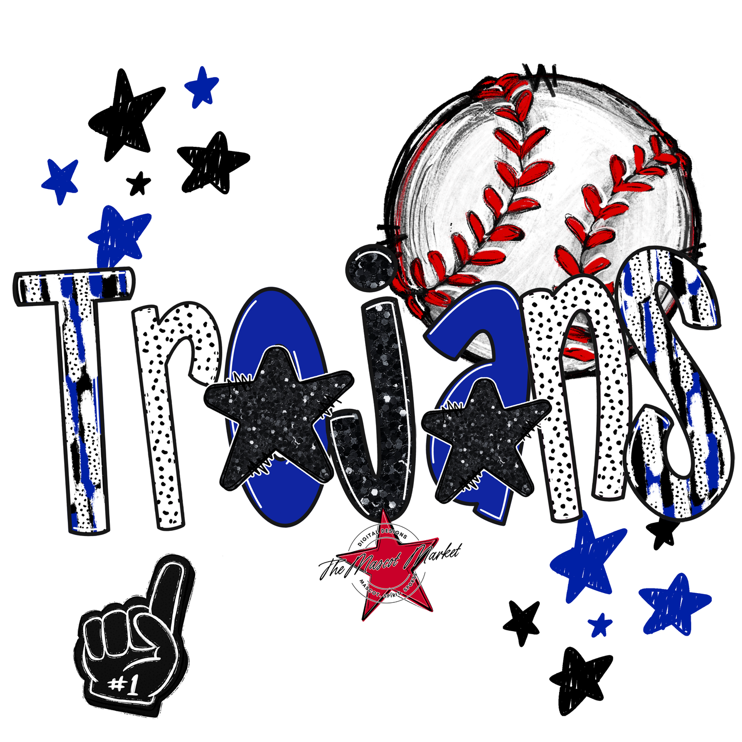 Trojans Baseball Scrape-Royal Blue