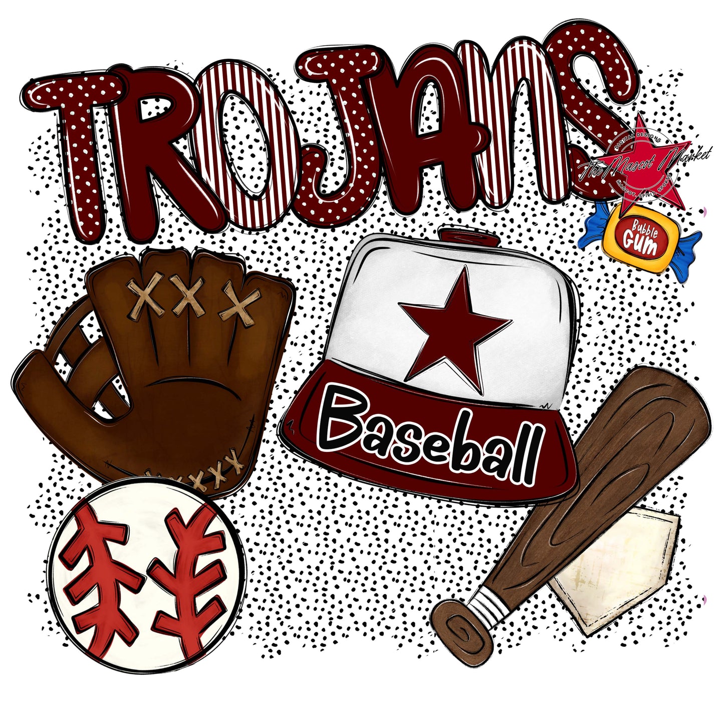 Trojans Baseball Spirit-Maroon