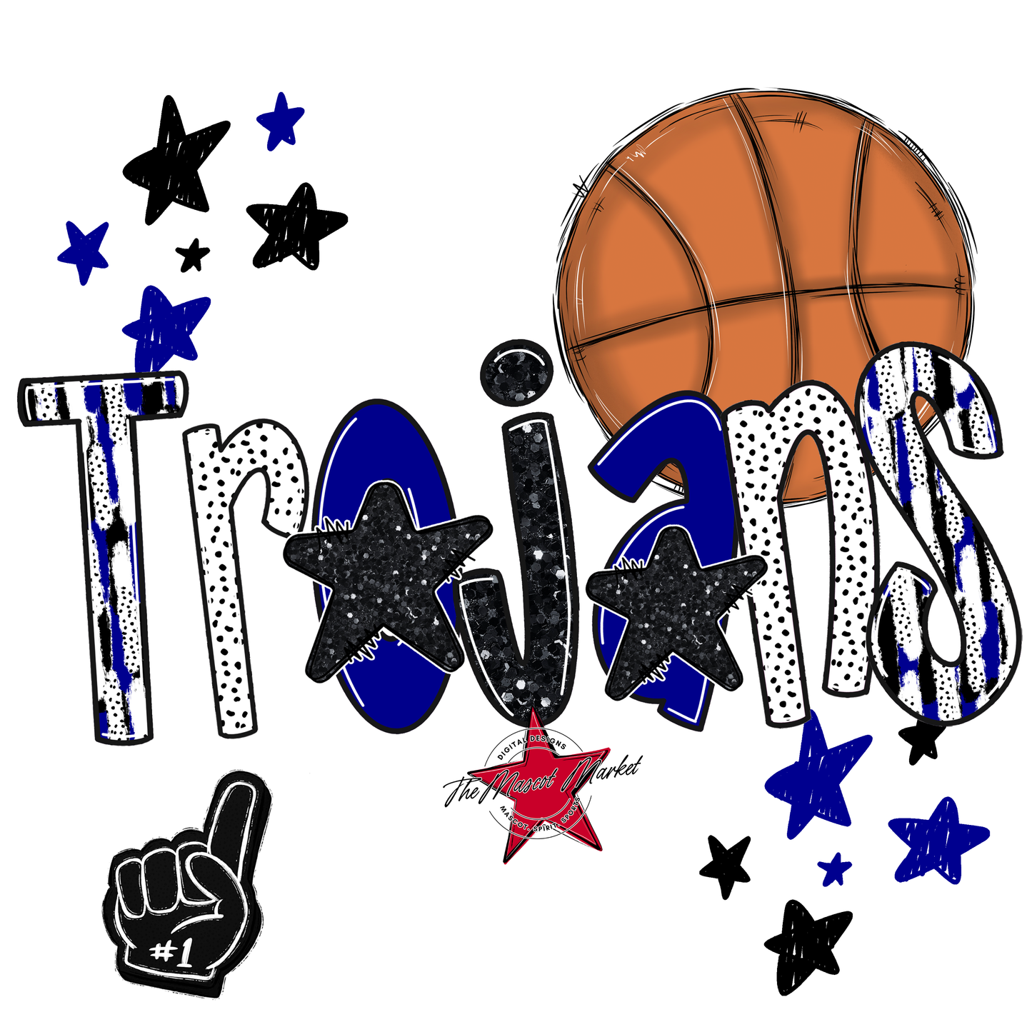 Trojans Basketball Scrape-Blue