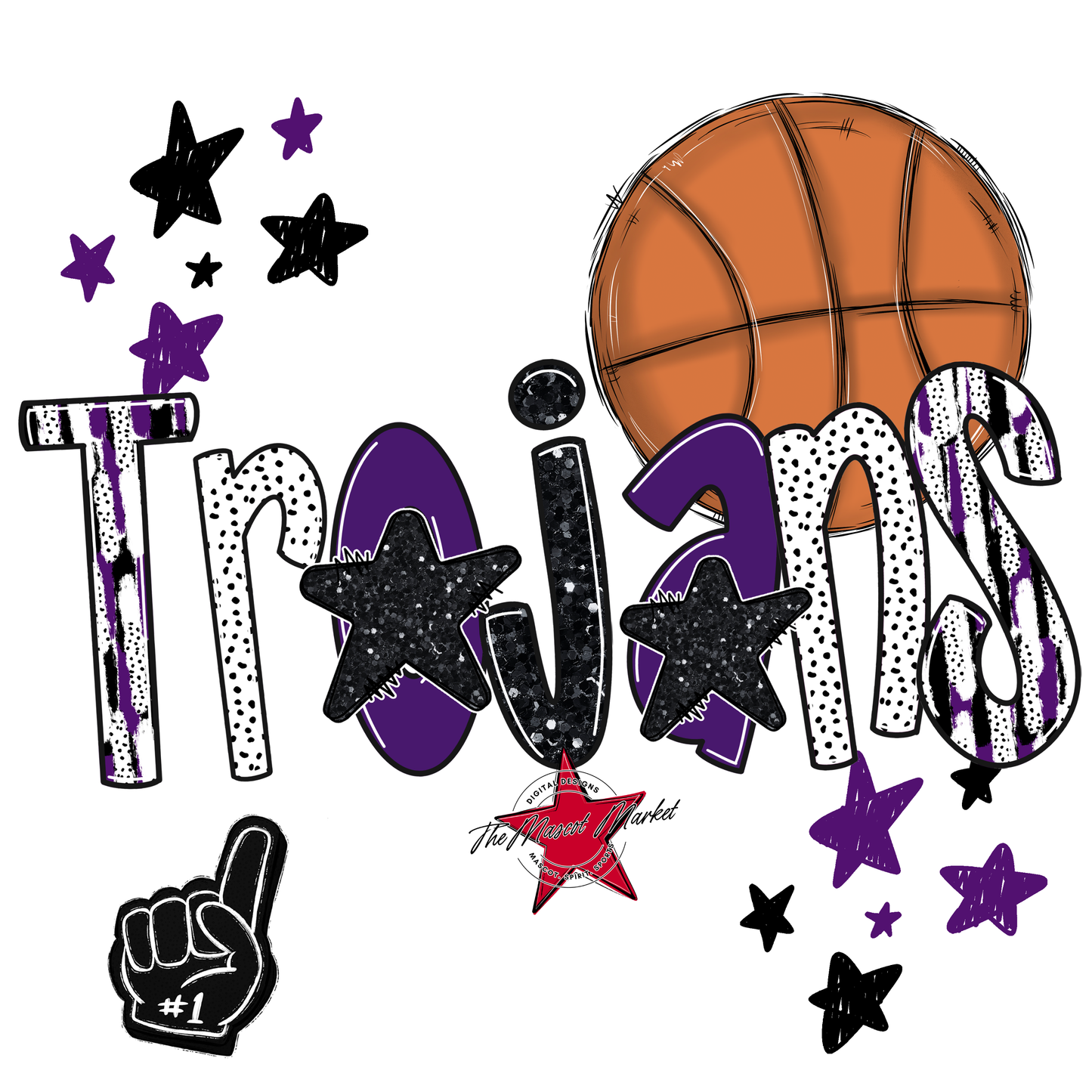 Trojans Basketball Scrape-Purple