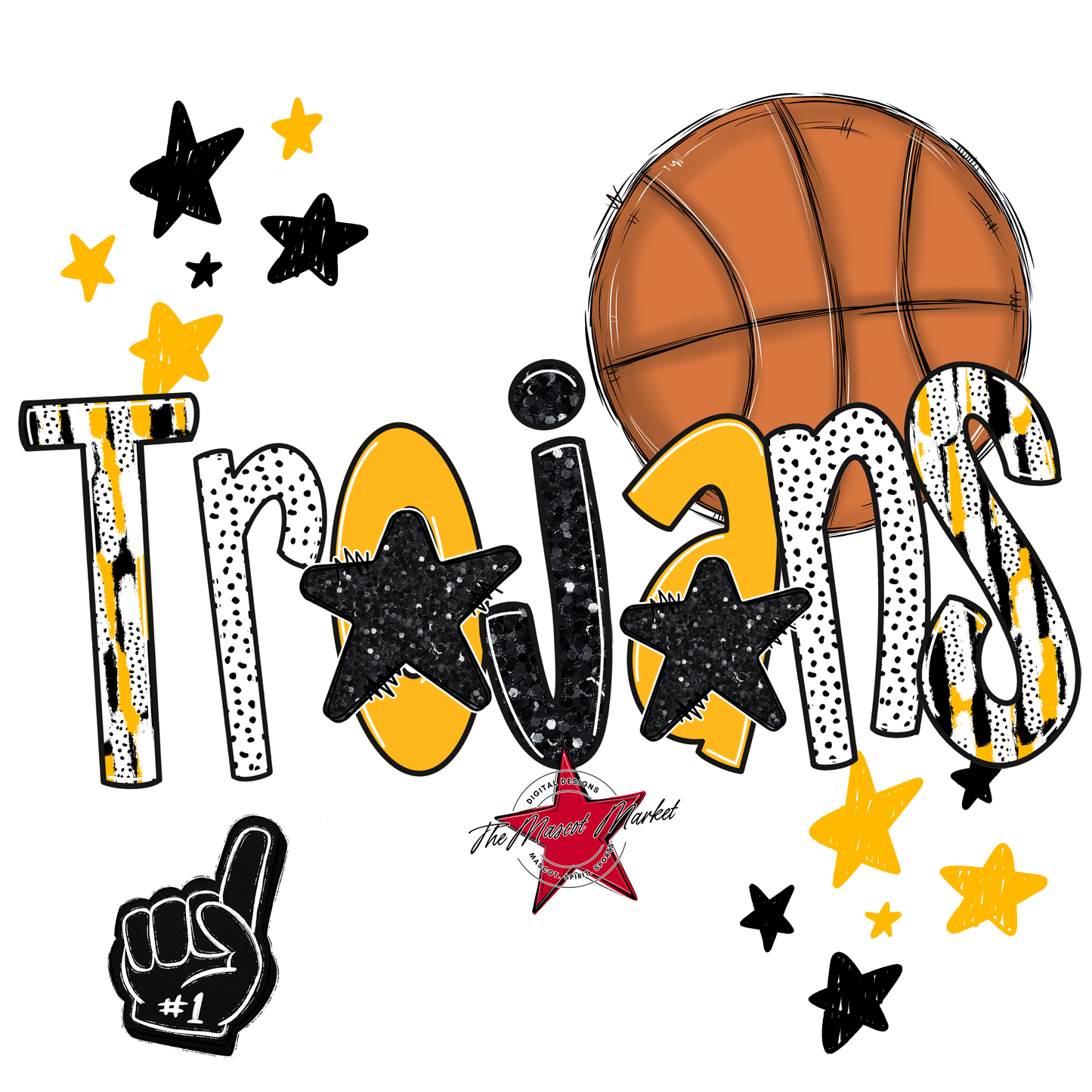 Trojans Basketball Scrape-Yellow