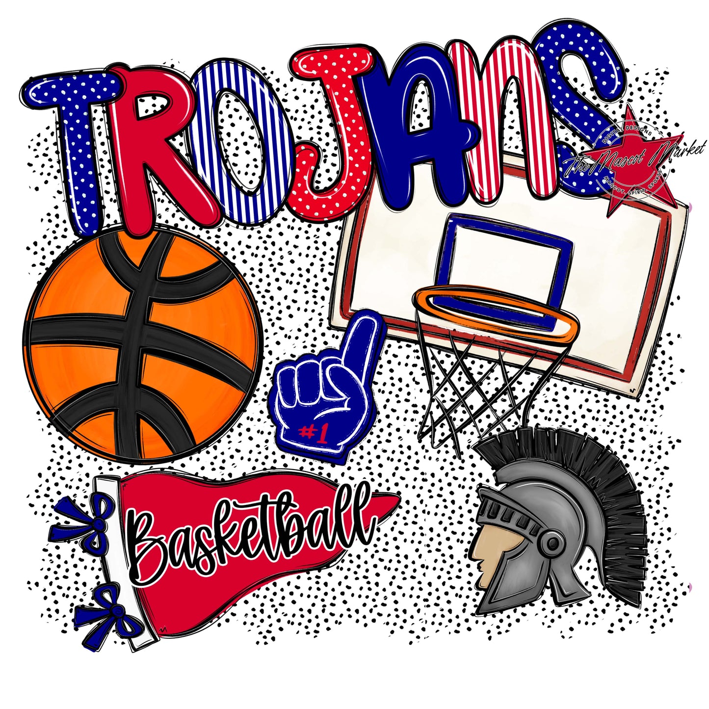 Trojans Basketball Spirit-Blue & Red
