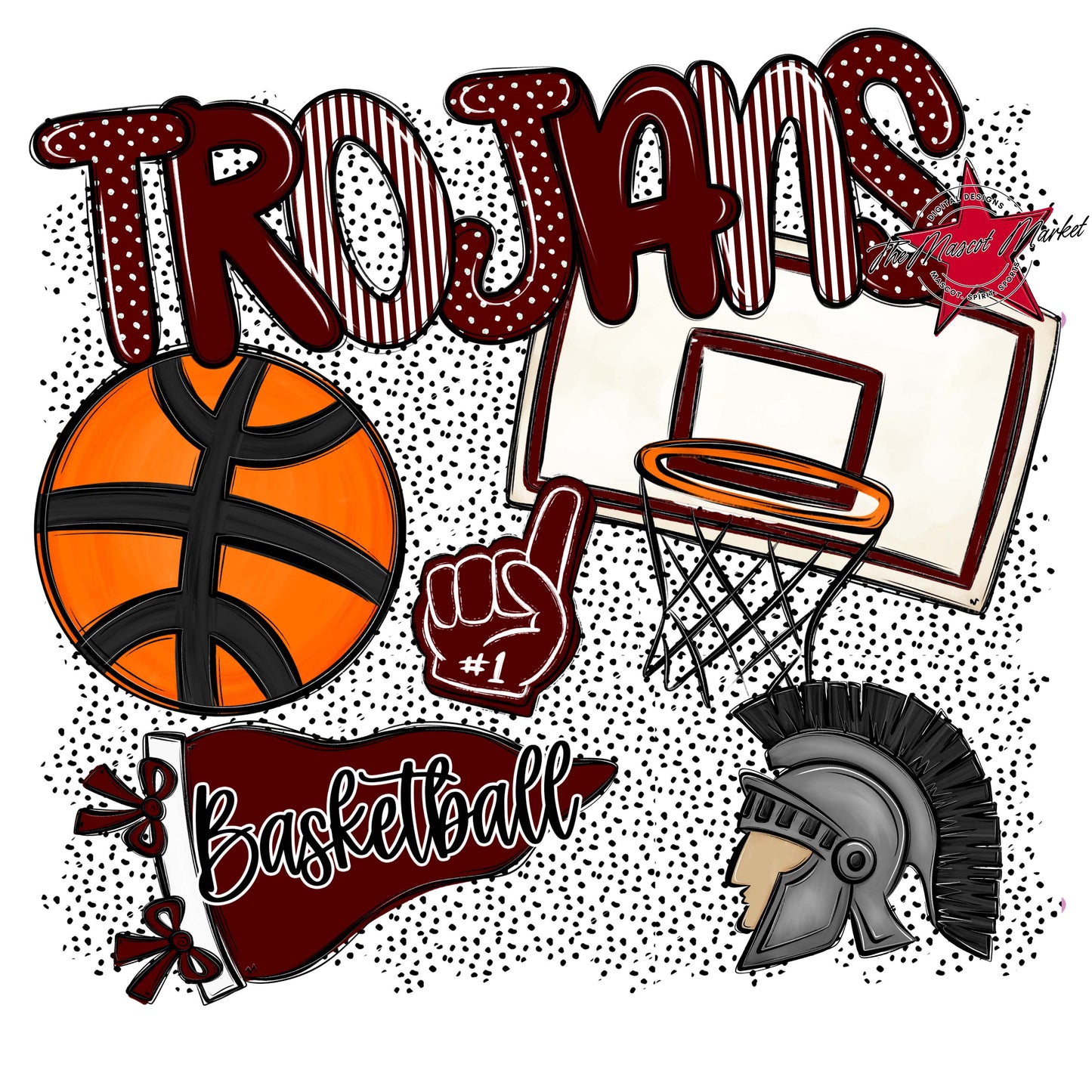 Trojans Basketball Spirit-Maroon