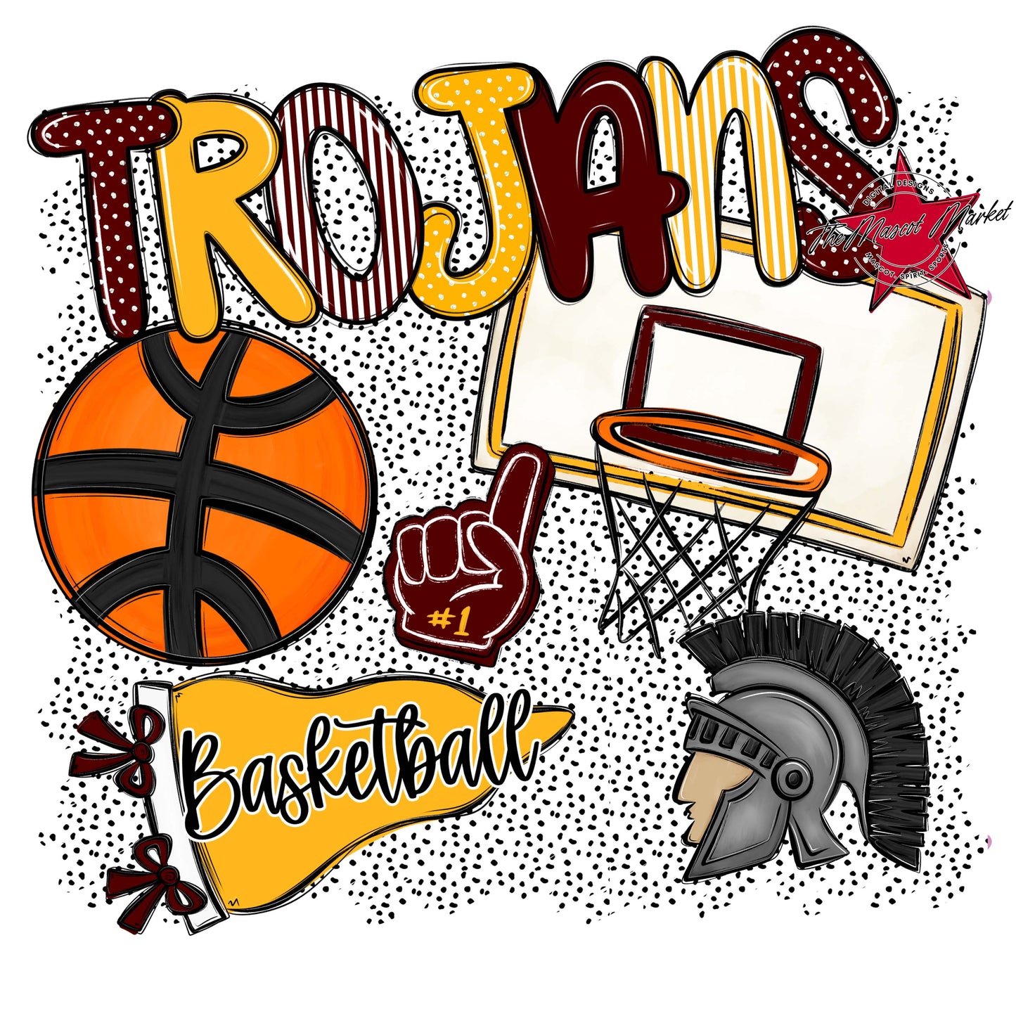 Trojans Basketball Spirit-Maroon & Yellow