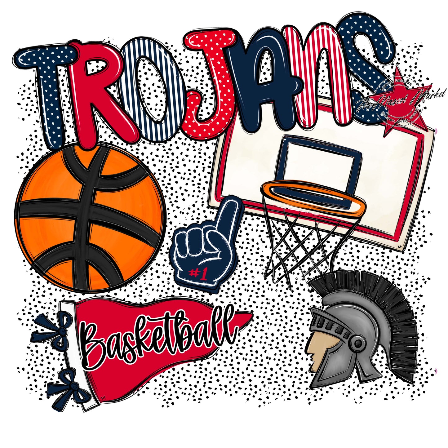 Trojans Basketball Spirit-Navy & Red