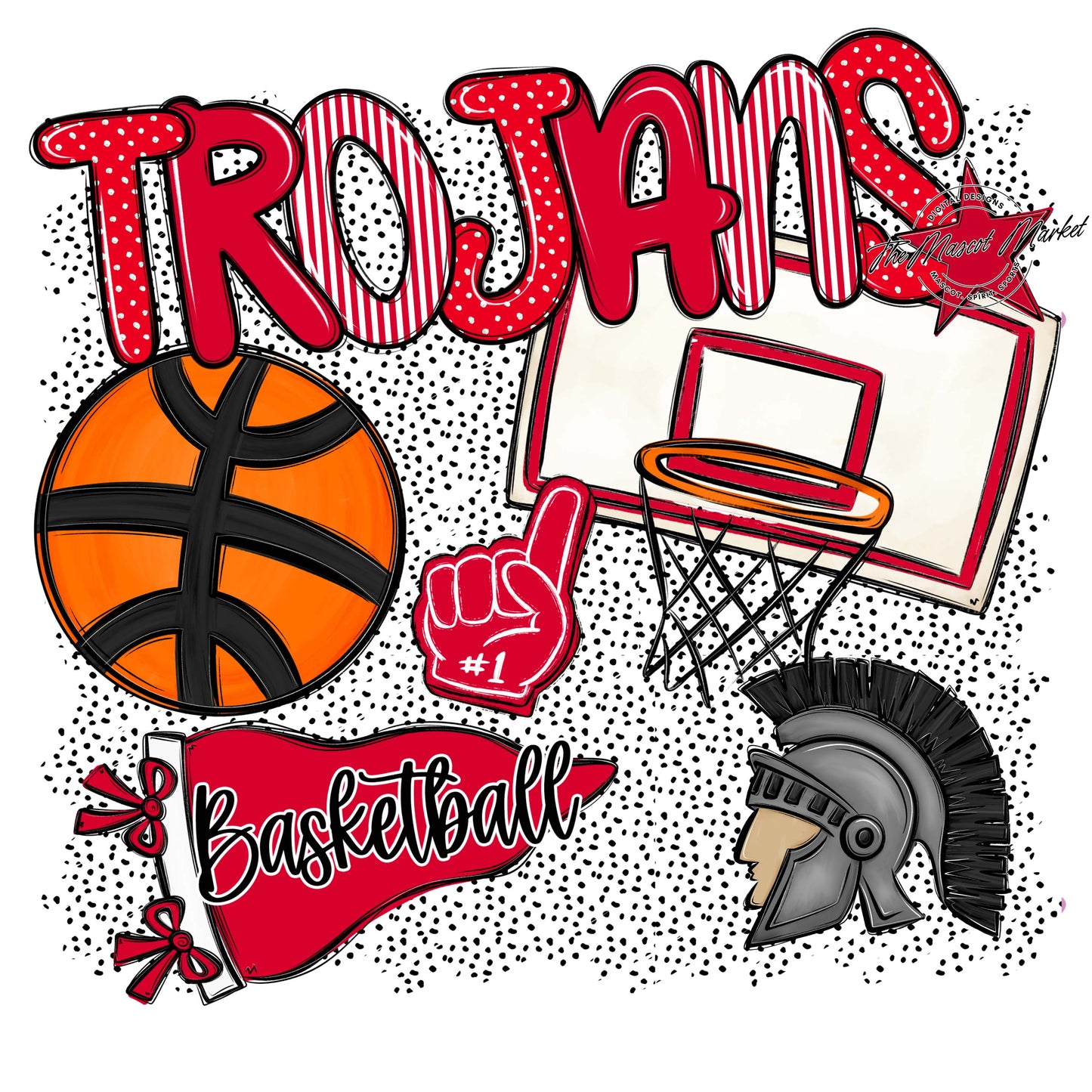 Trojans Basketball Spirit-Red