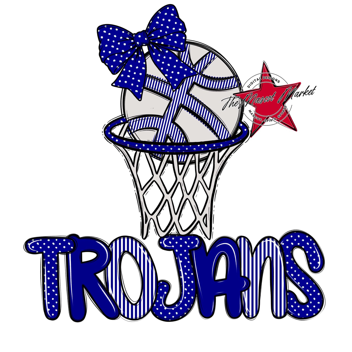 Trojans Basketball Spirit Design-Blue