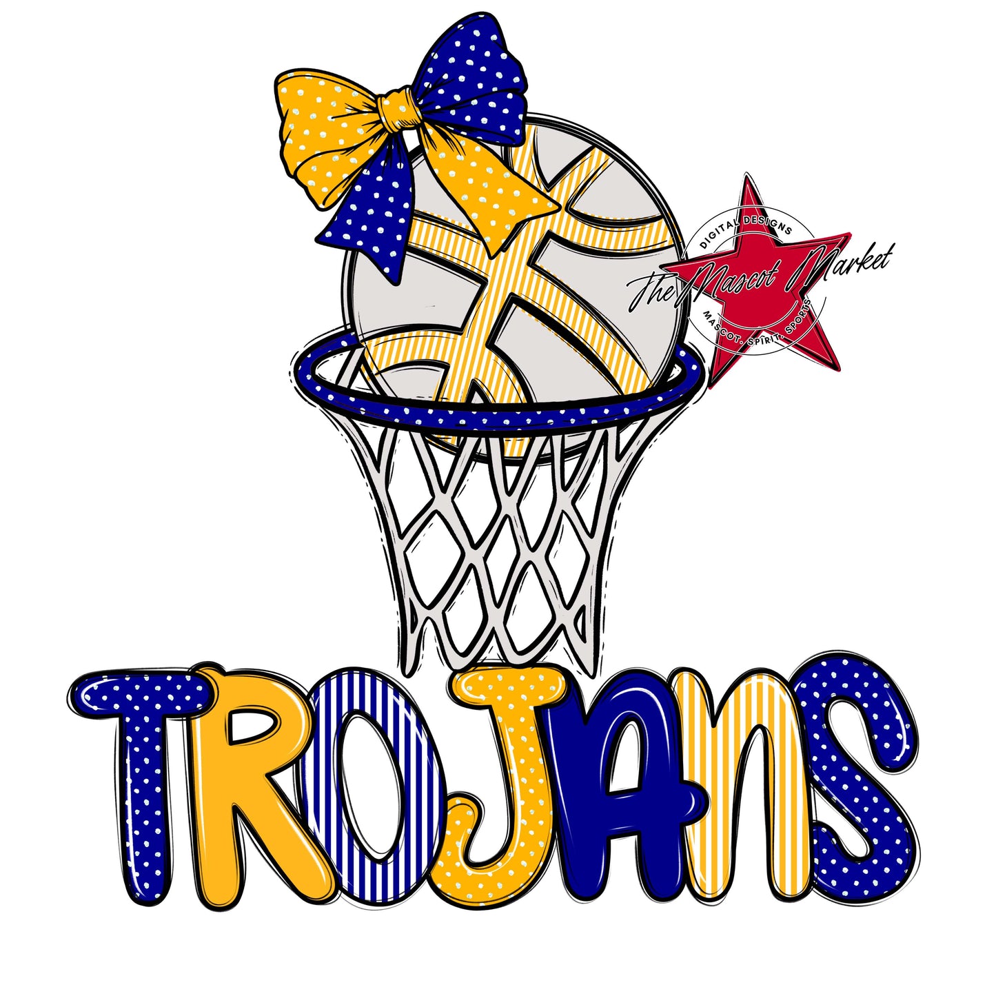 Trojans Basketball Spirit Design-Blue & Yellow
