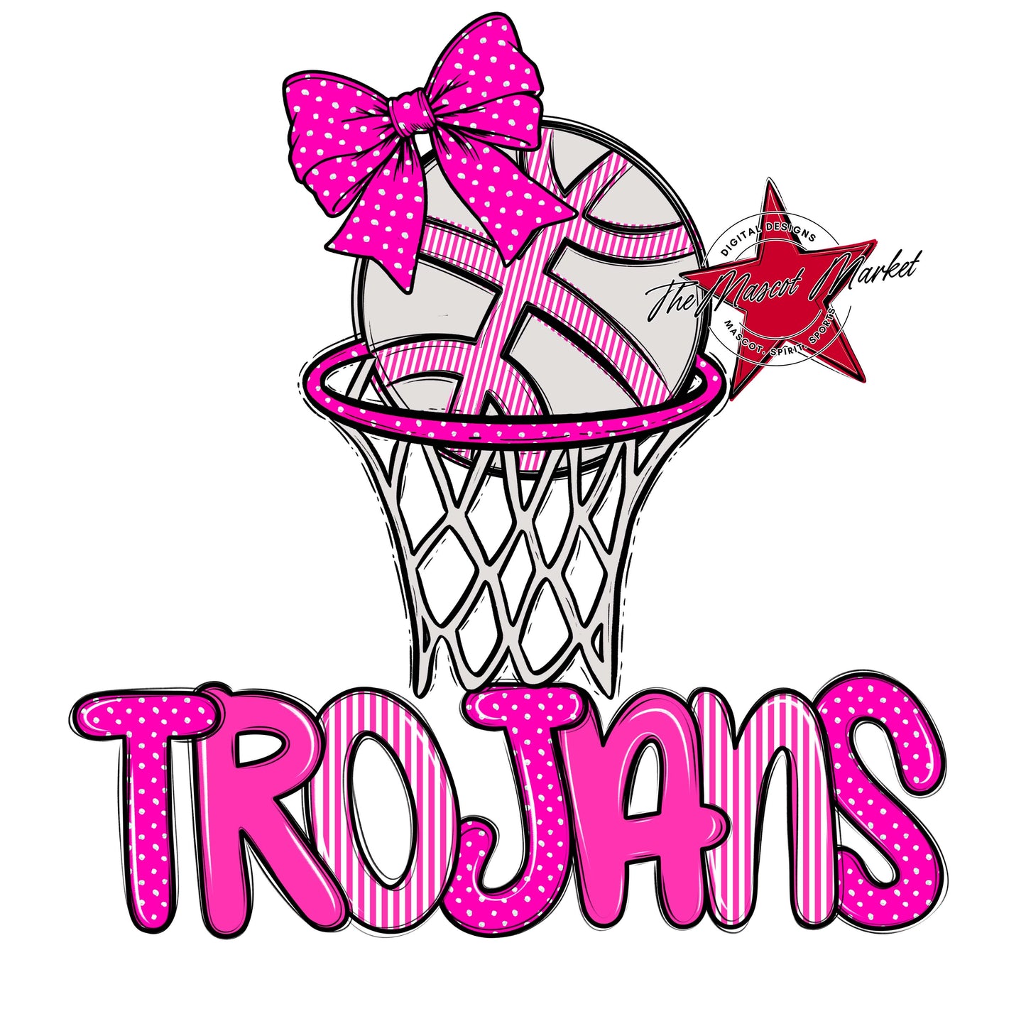 Trojans Basketball Spirit Design-Pink