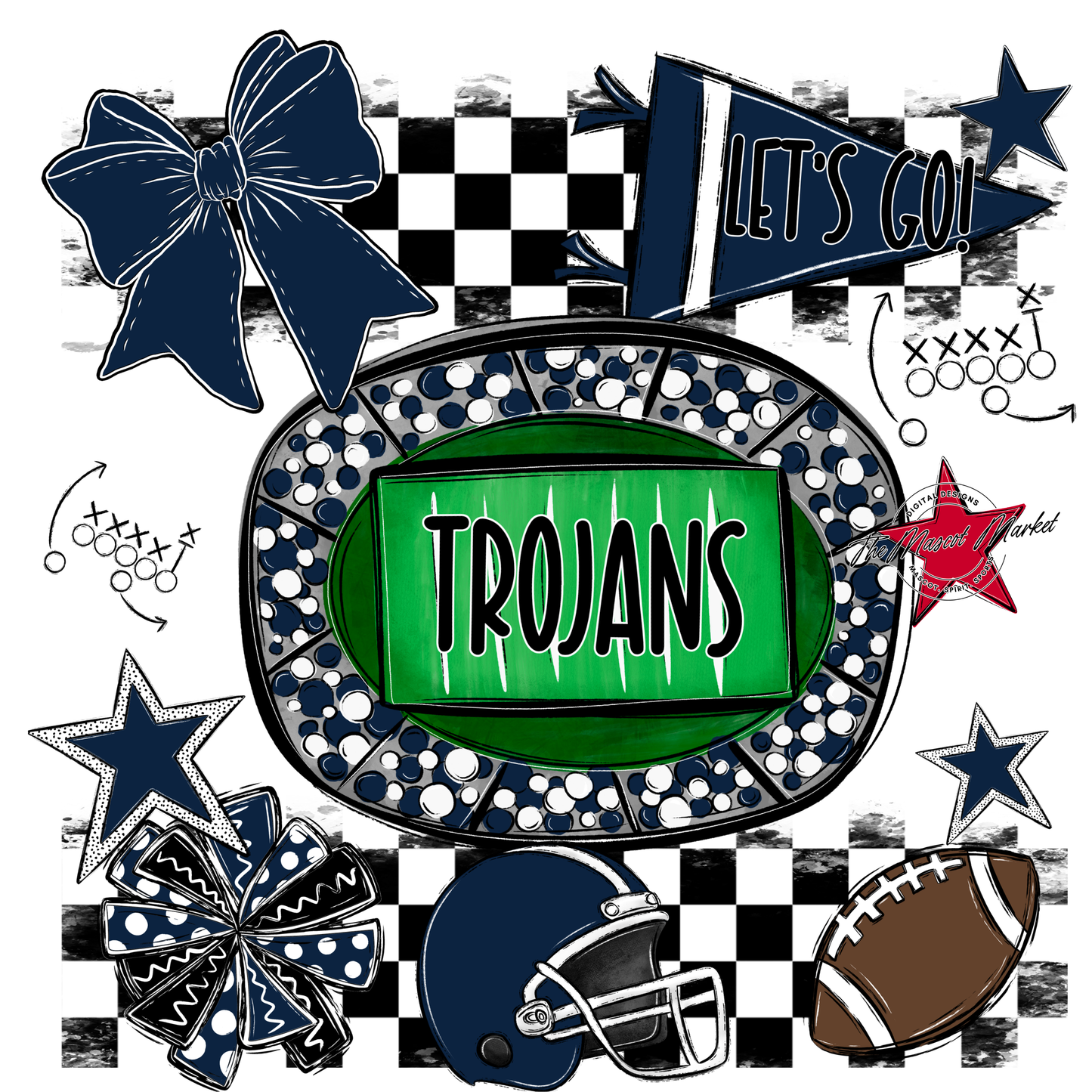 Trojans Checkers Spirit Design-Navy