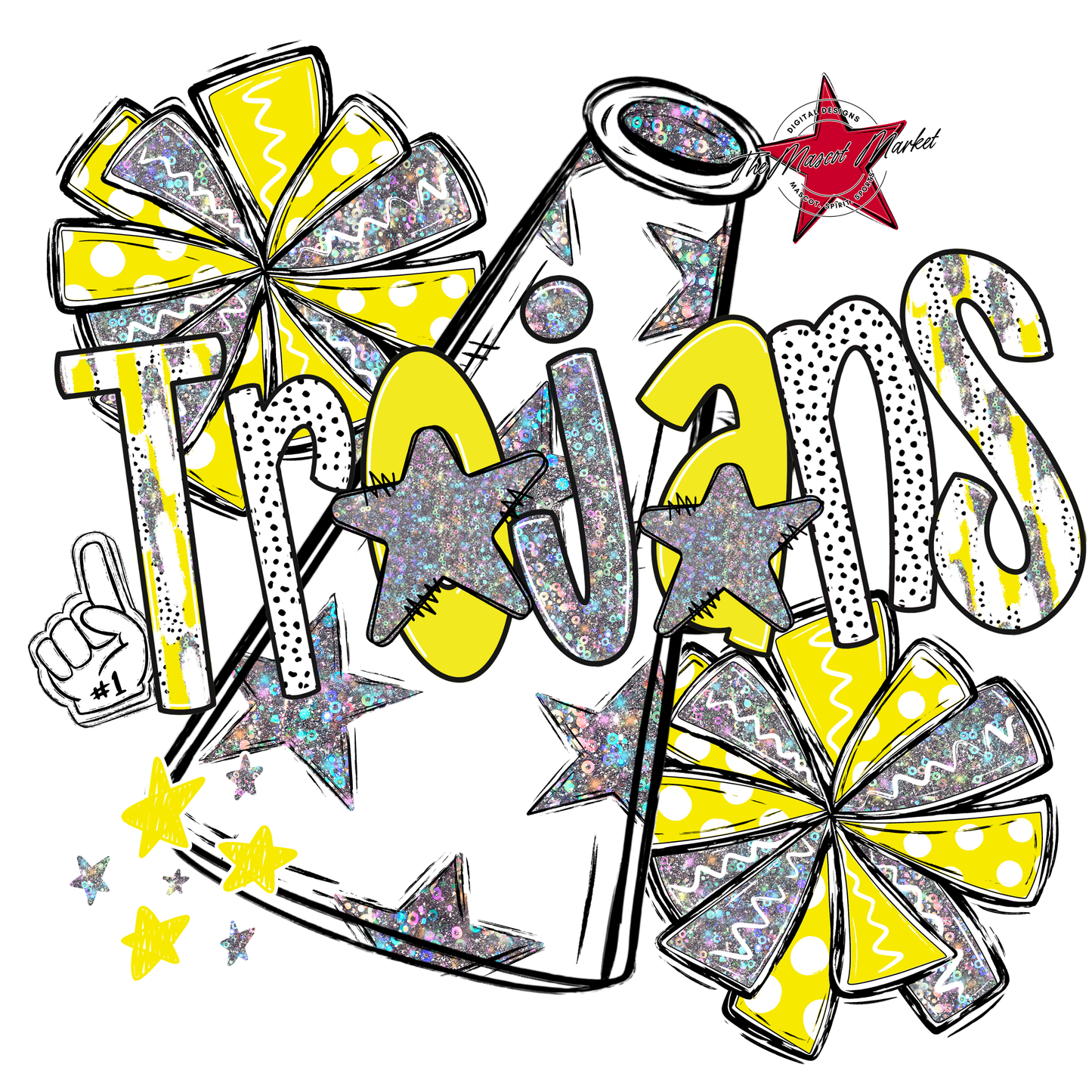 Trojans Cheer Megaphone Scrape-Bright Yellow