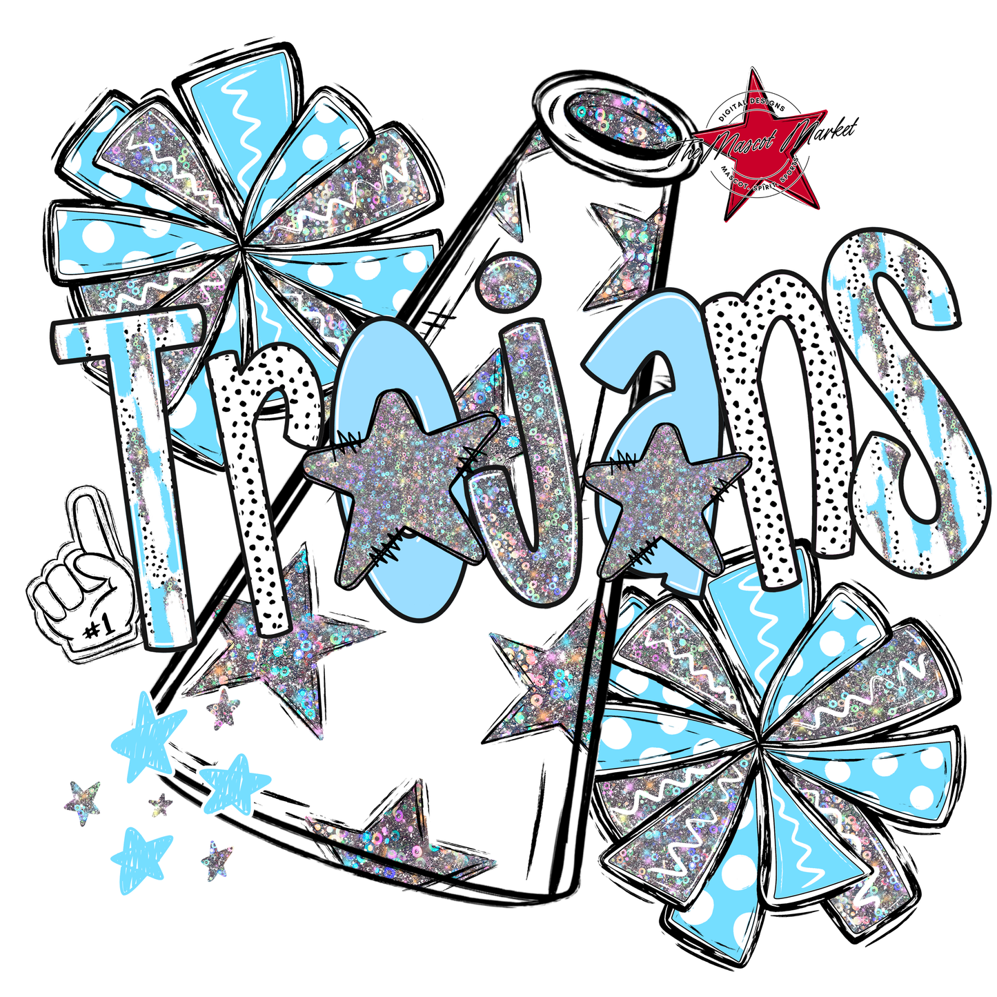 Trojans Cheer Megaphone Scrape-Columbia Blue