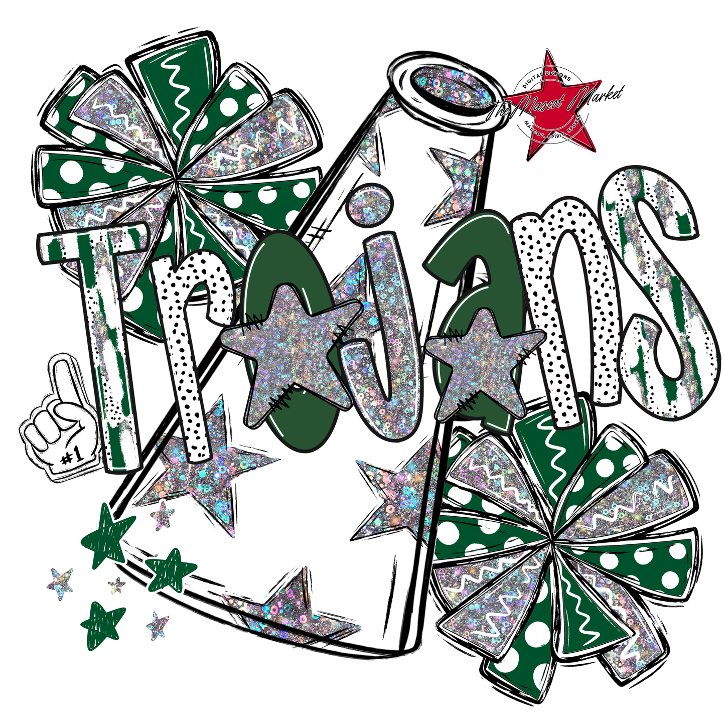 Trojans Cheer Megaphone Scrape-Green