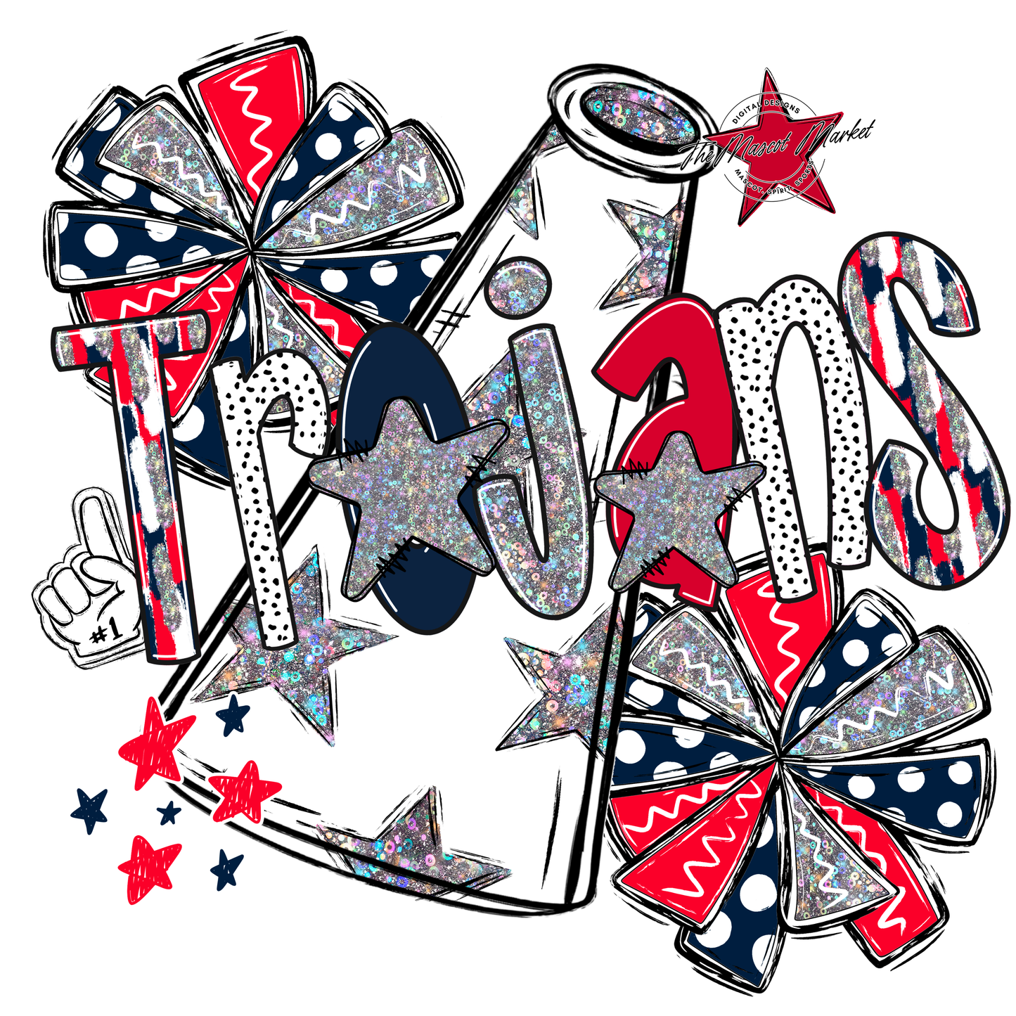 Trojans Cheer Megaphone Scrape-Navy-Red