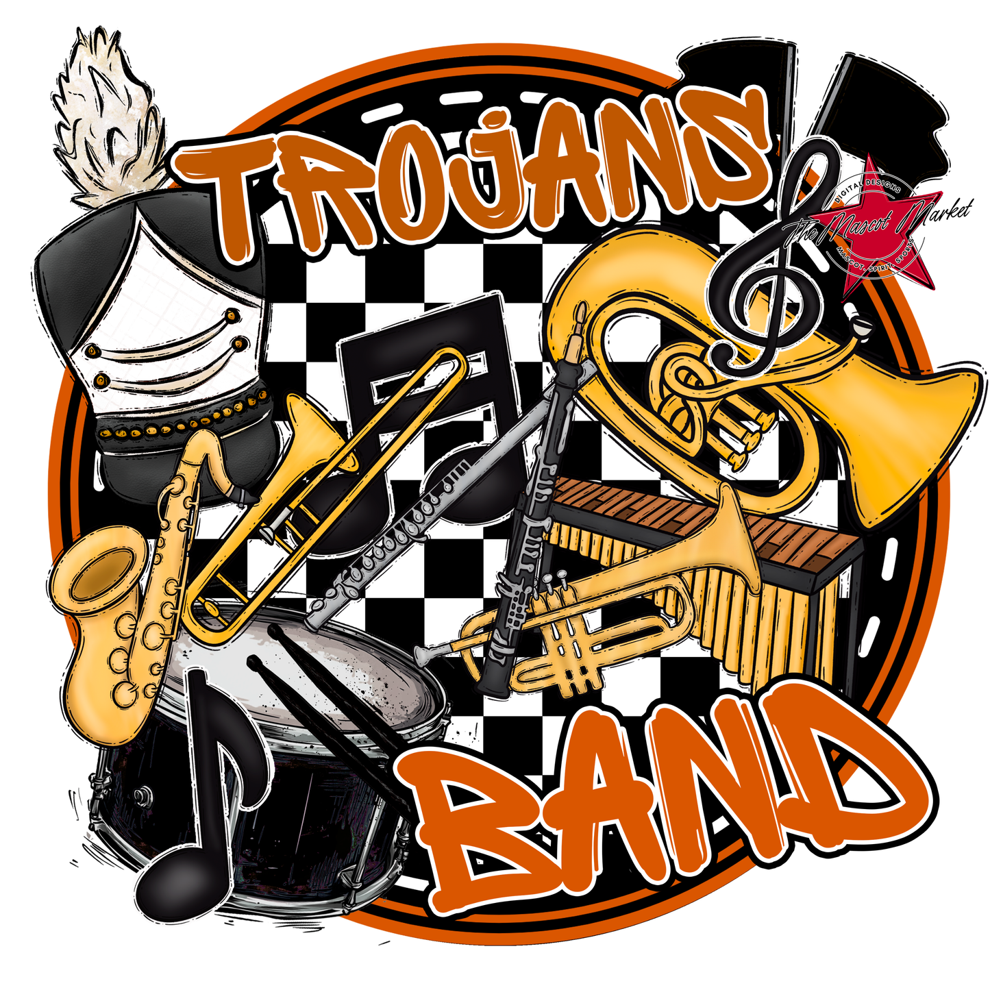 Trojans Circle Band Design-Burnt Orange