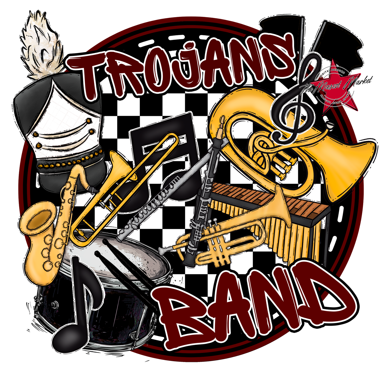 Trojans Circle Band Design-Maroon