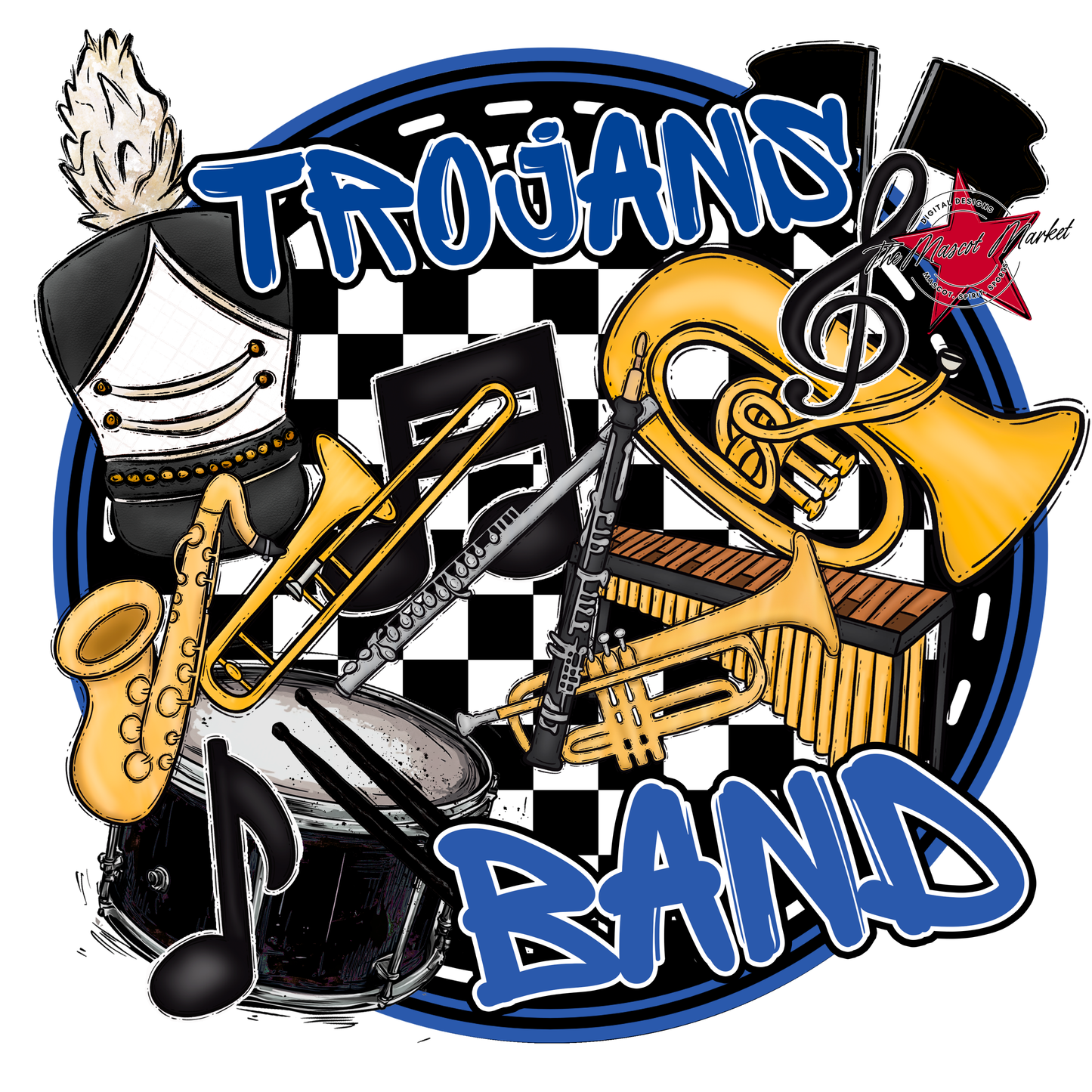Trojans Circle Band Design-Off Blue