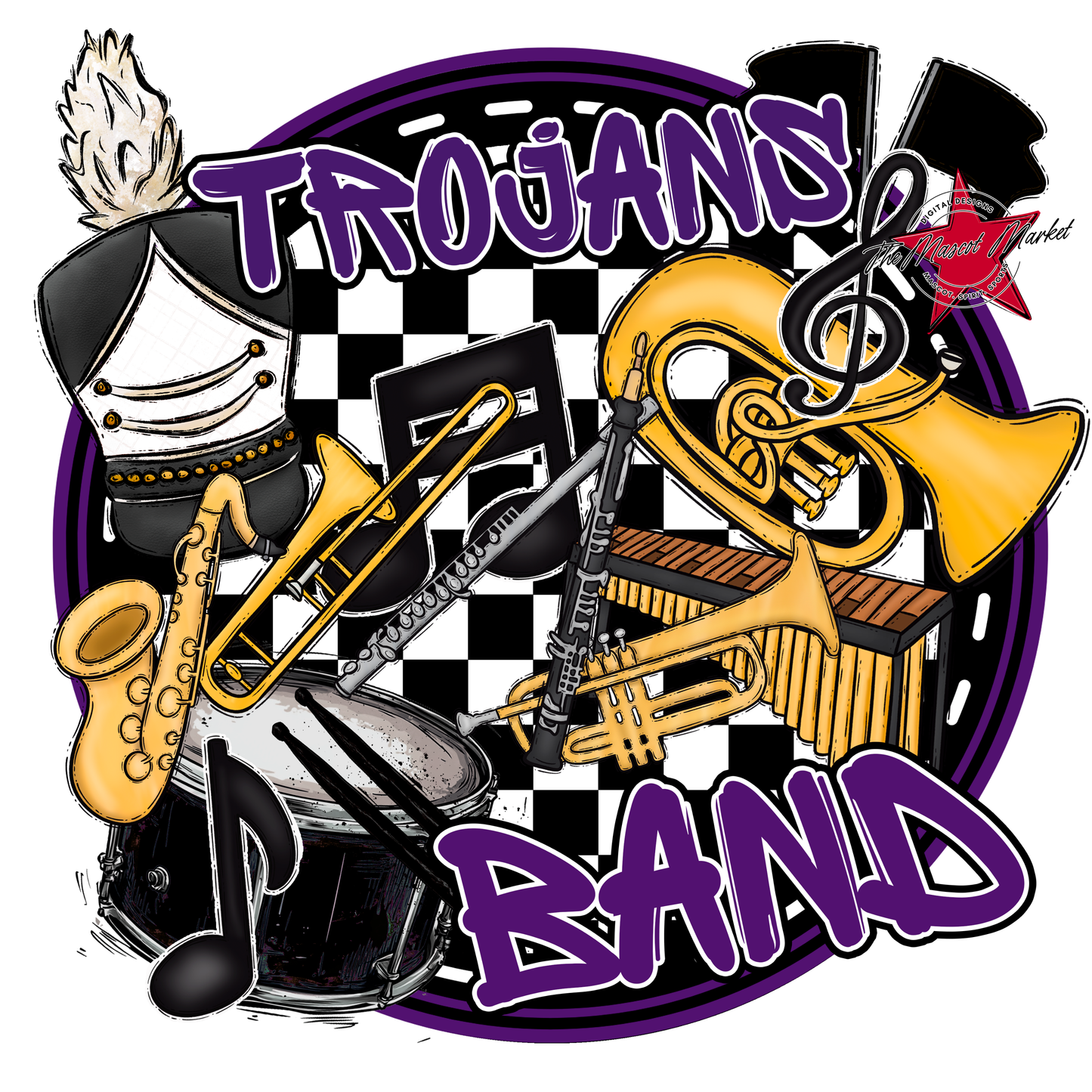 Trojans Circle Band Design-Purple