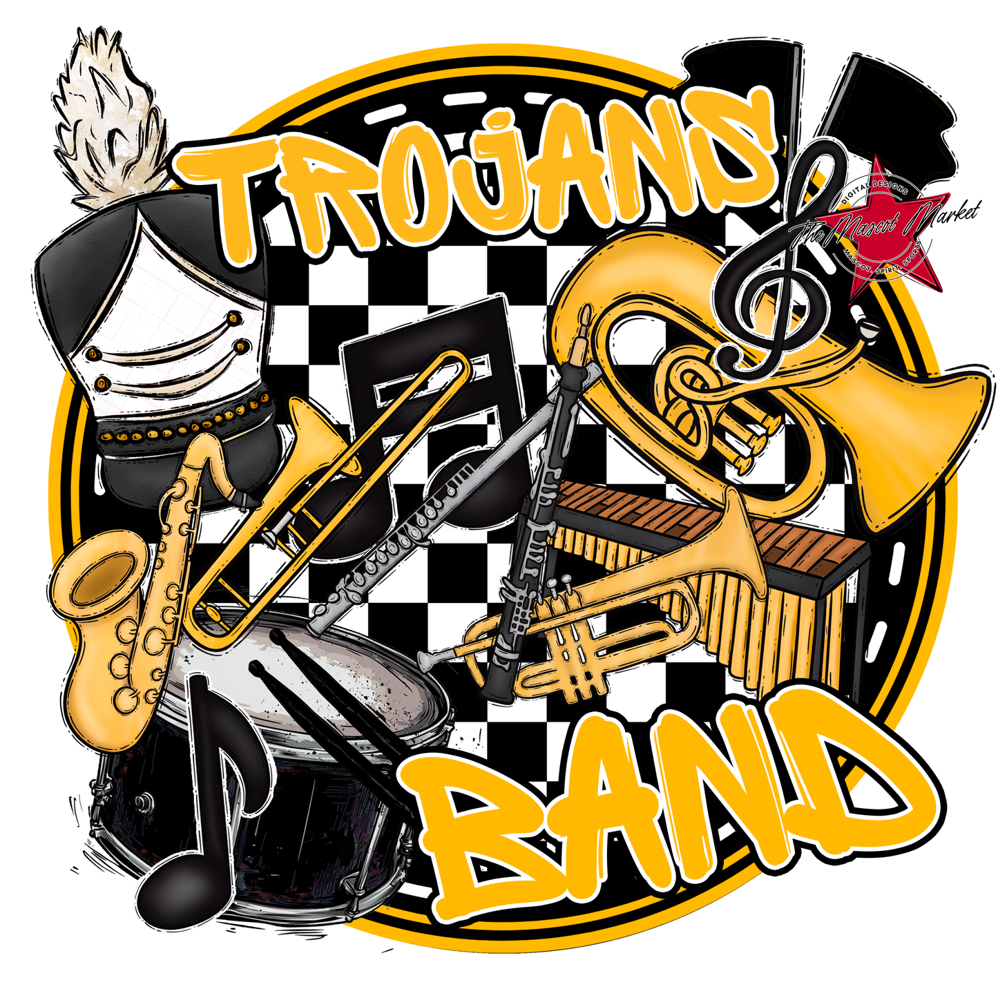 Trojans Circle Band Design-Yellow