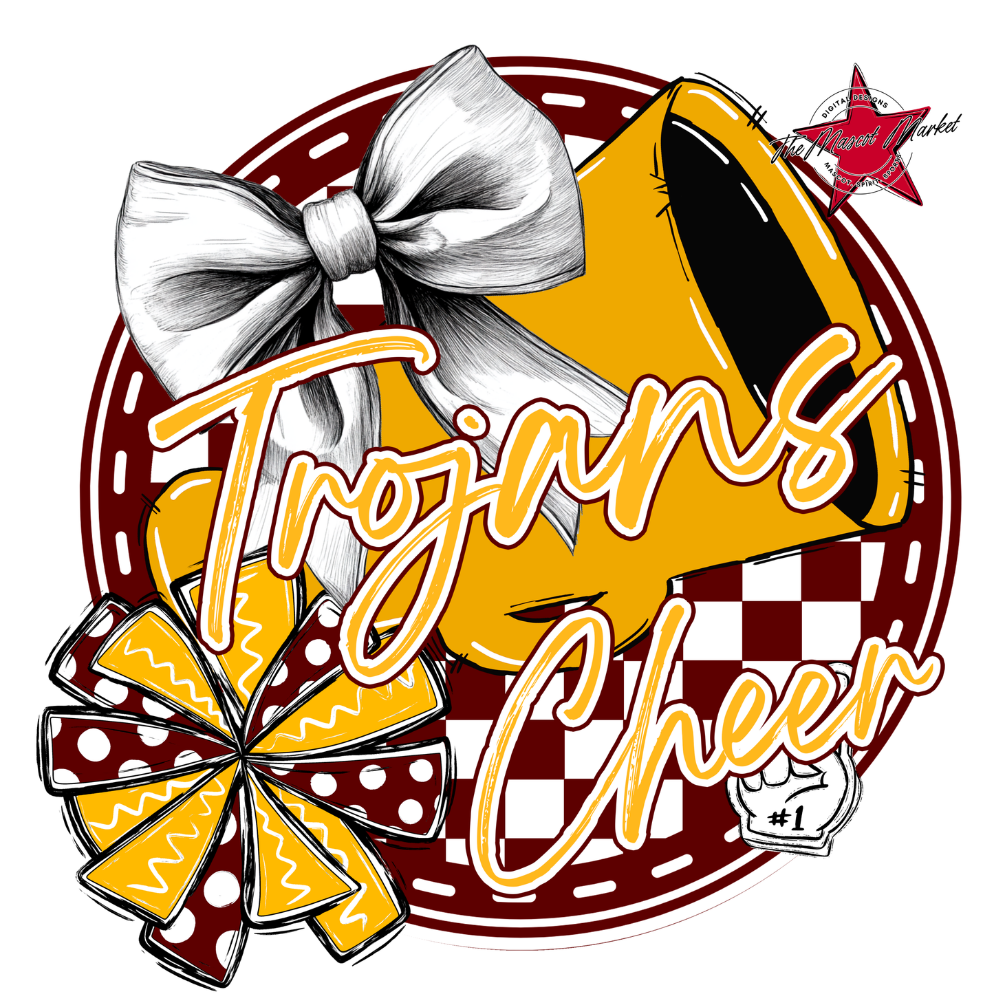 Trojans Circle Cheer Design-Maroon-Yellow