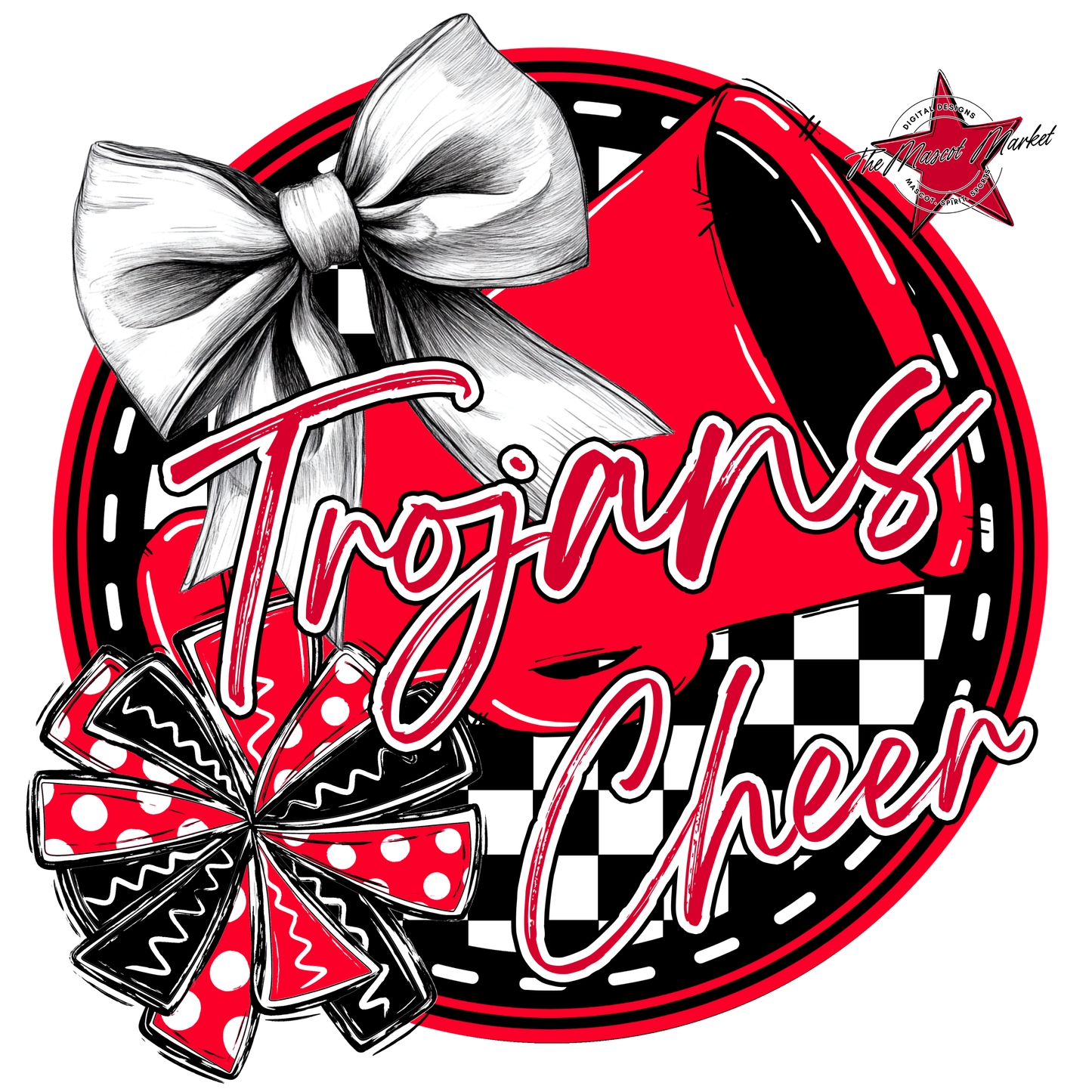 Trojans Circle Cheer Design-Red
