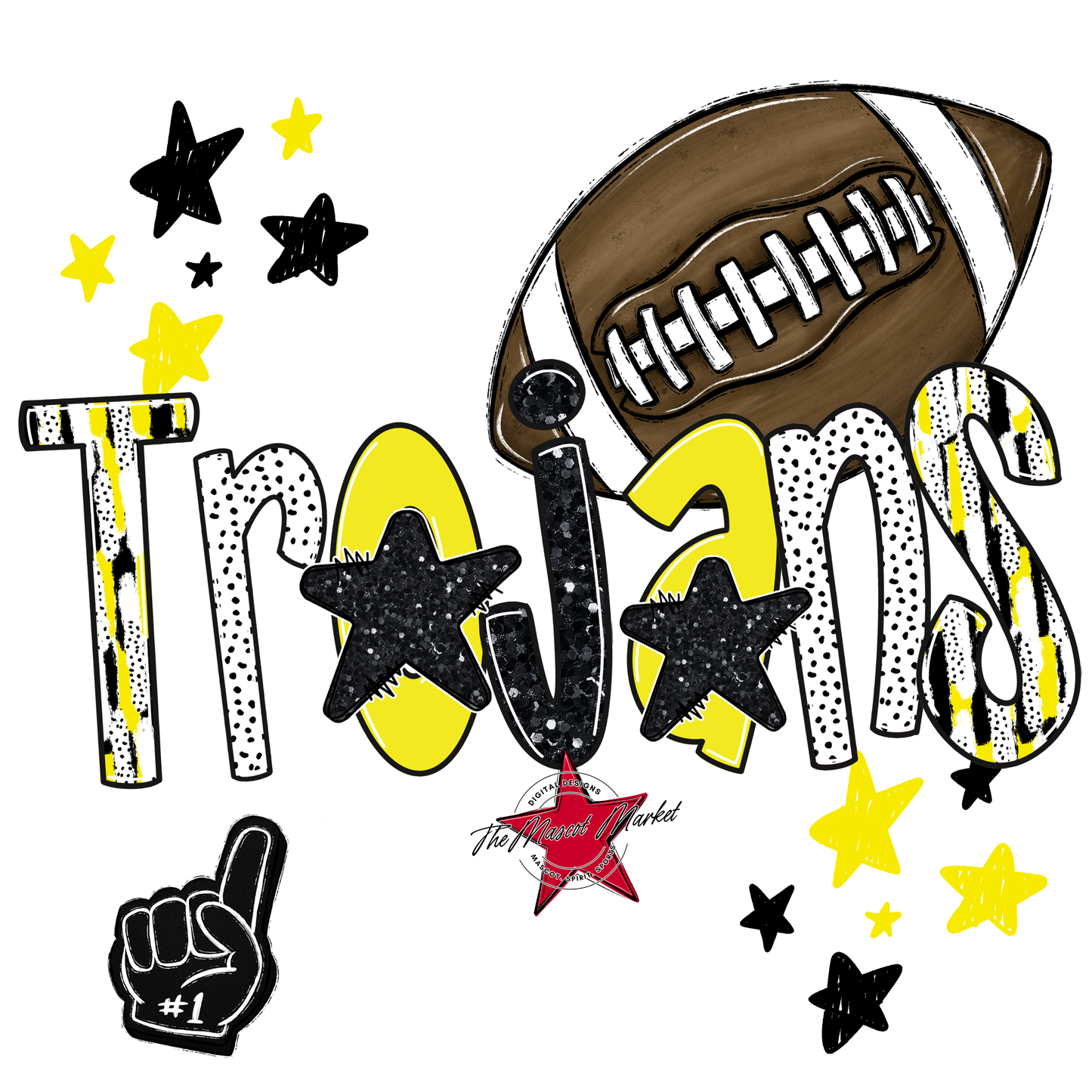 Trojans Football Scrape-Bright Yellow