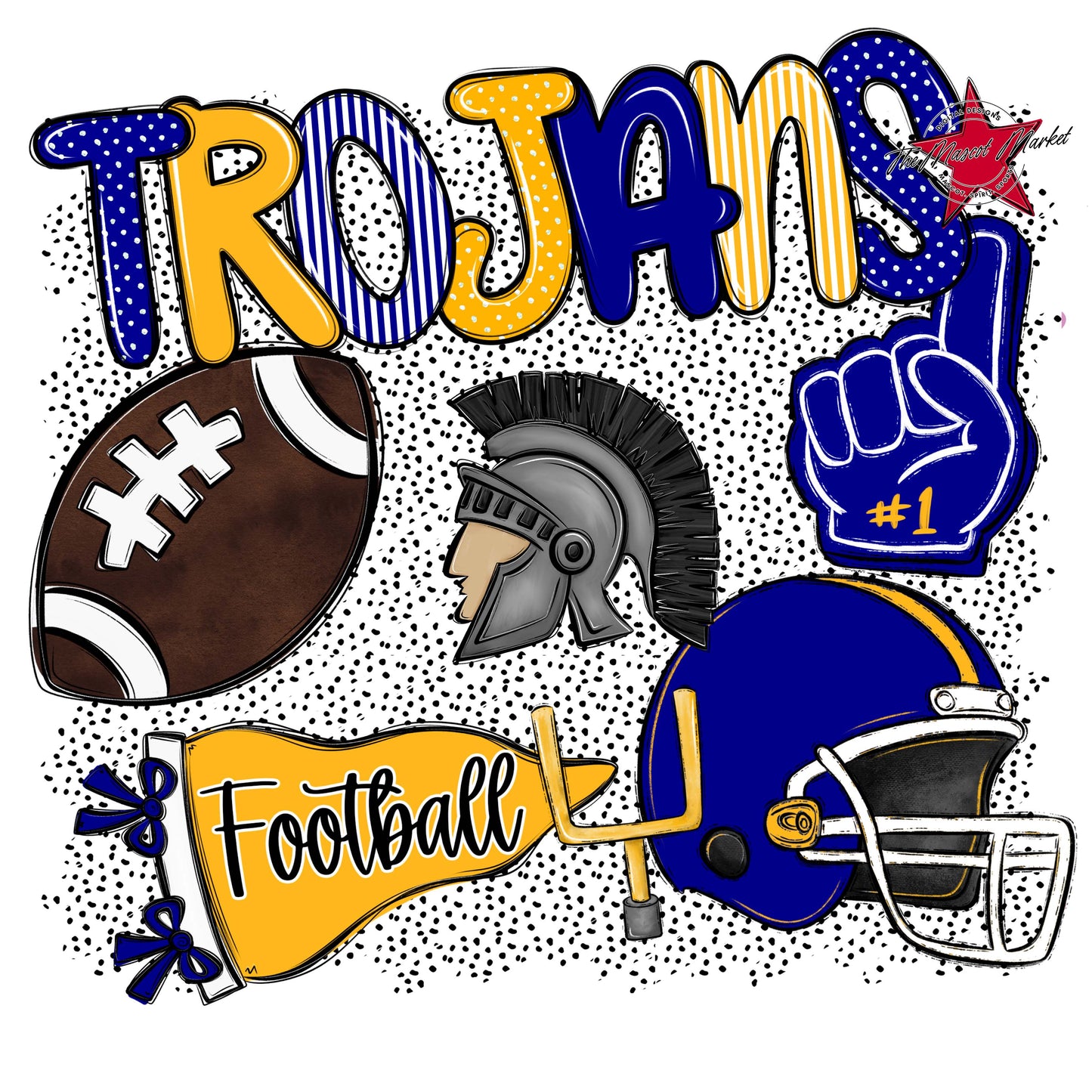 Trojans Football Spirit-Blue & Yellow