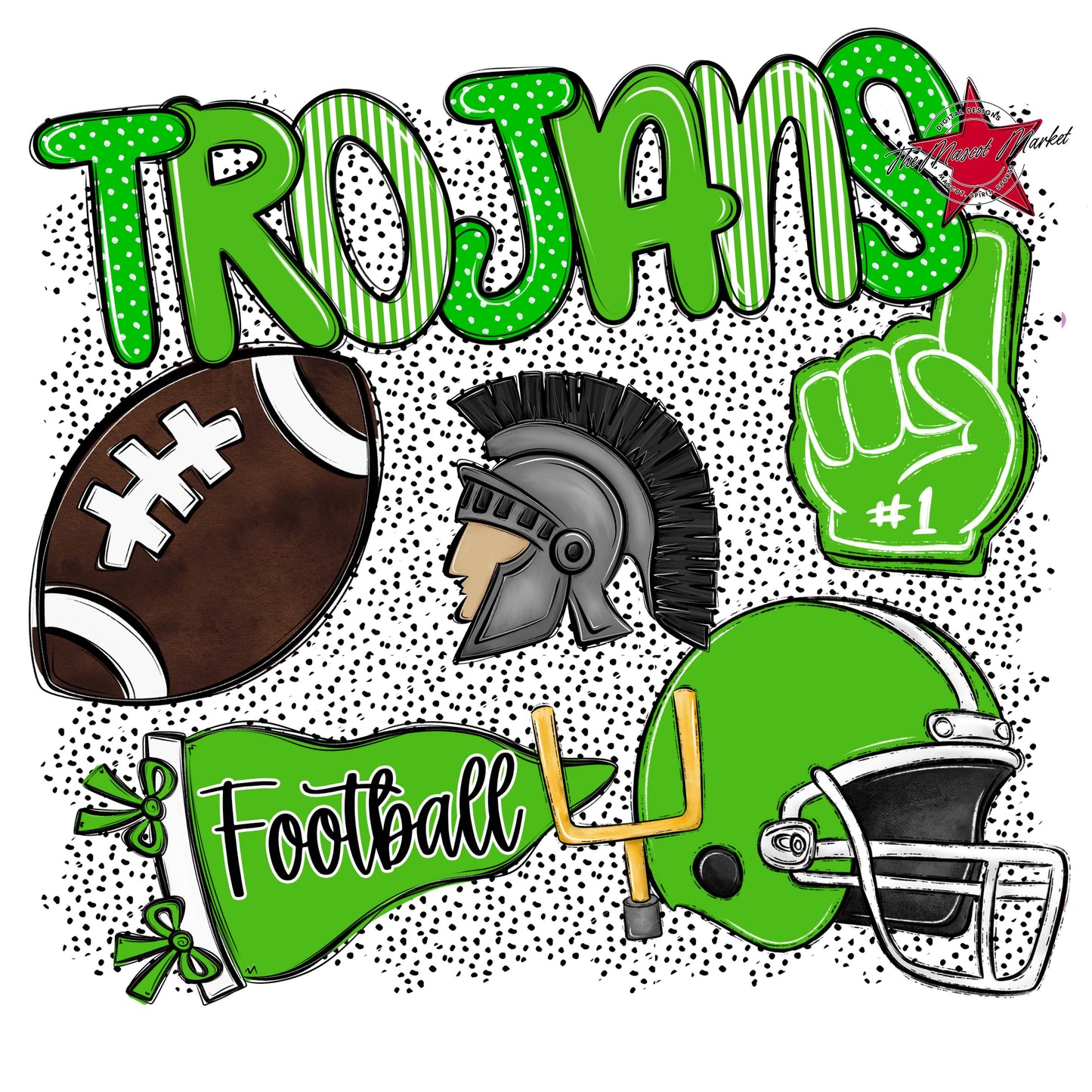 Trojans Football Spirit-Bright Green