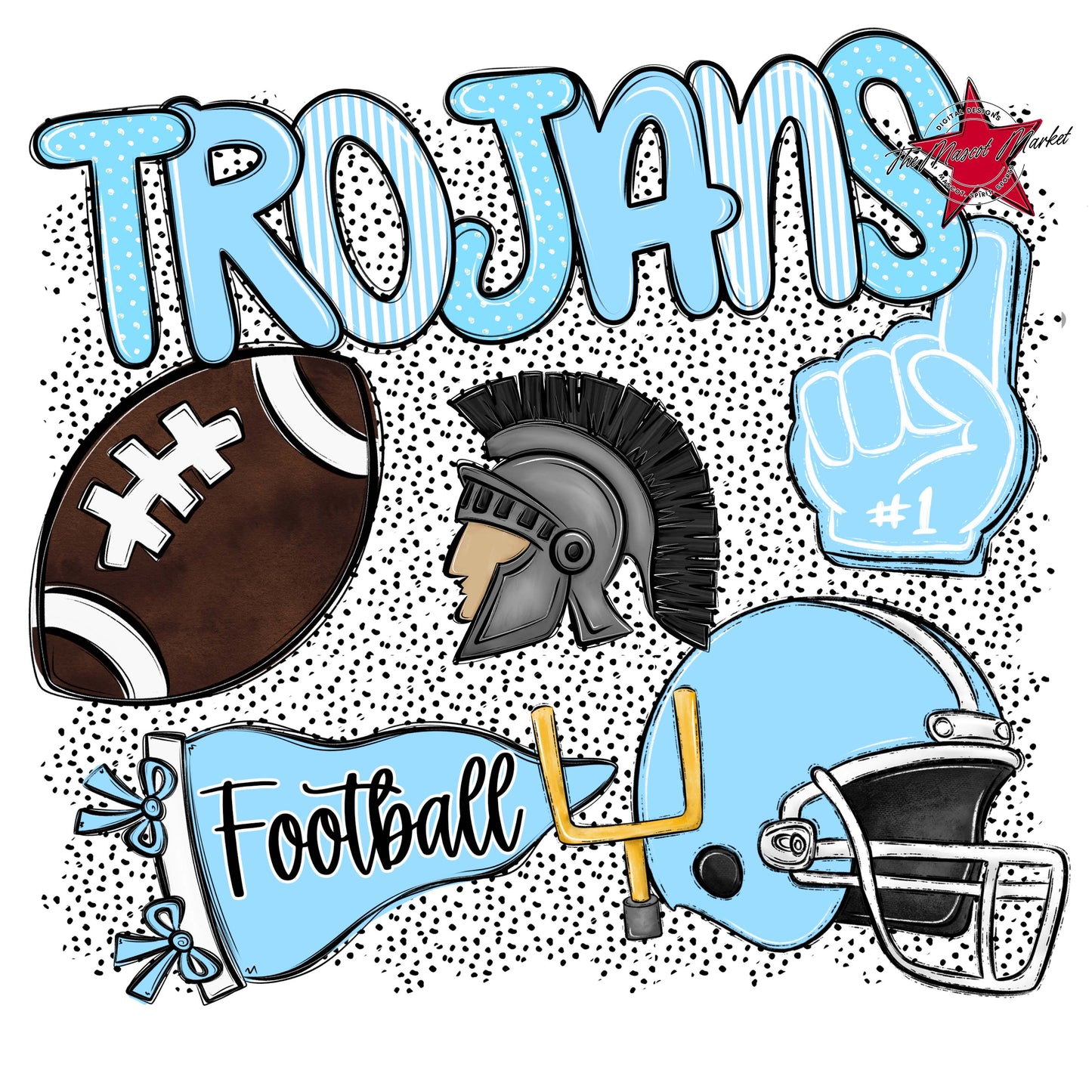 Trojans Football Spirit-Columbia Blue