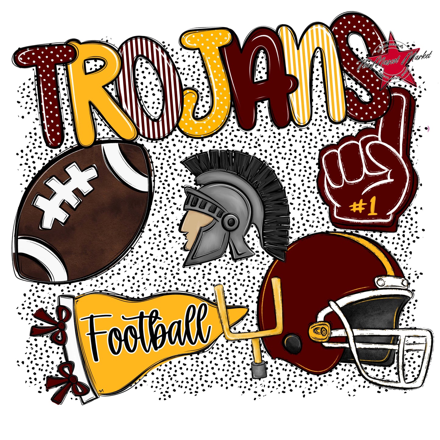 Trojans Football Spirit-Maroon & Yellow